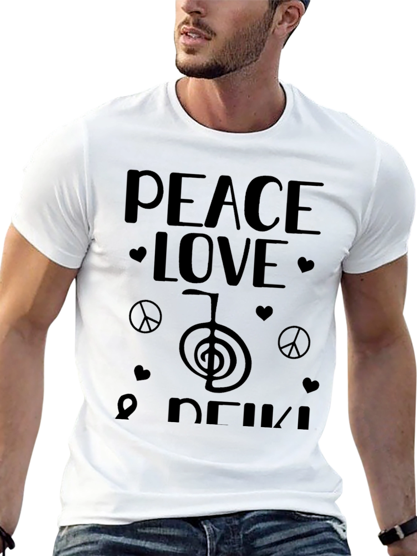 Peace Love Reiki Black T-Shirt