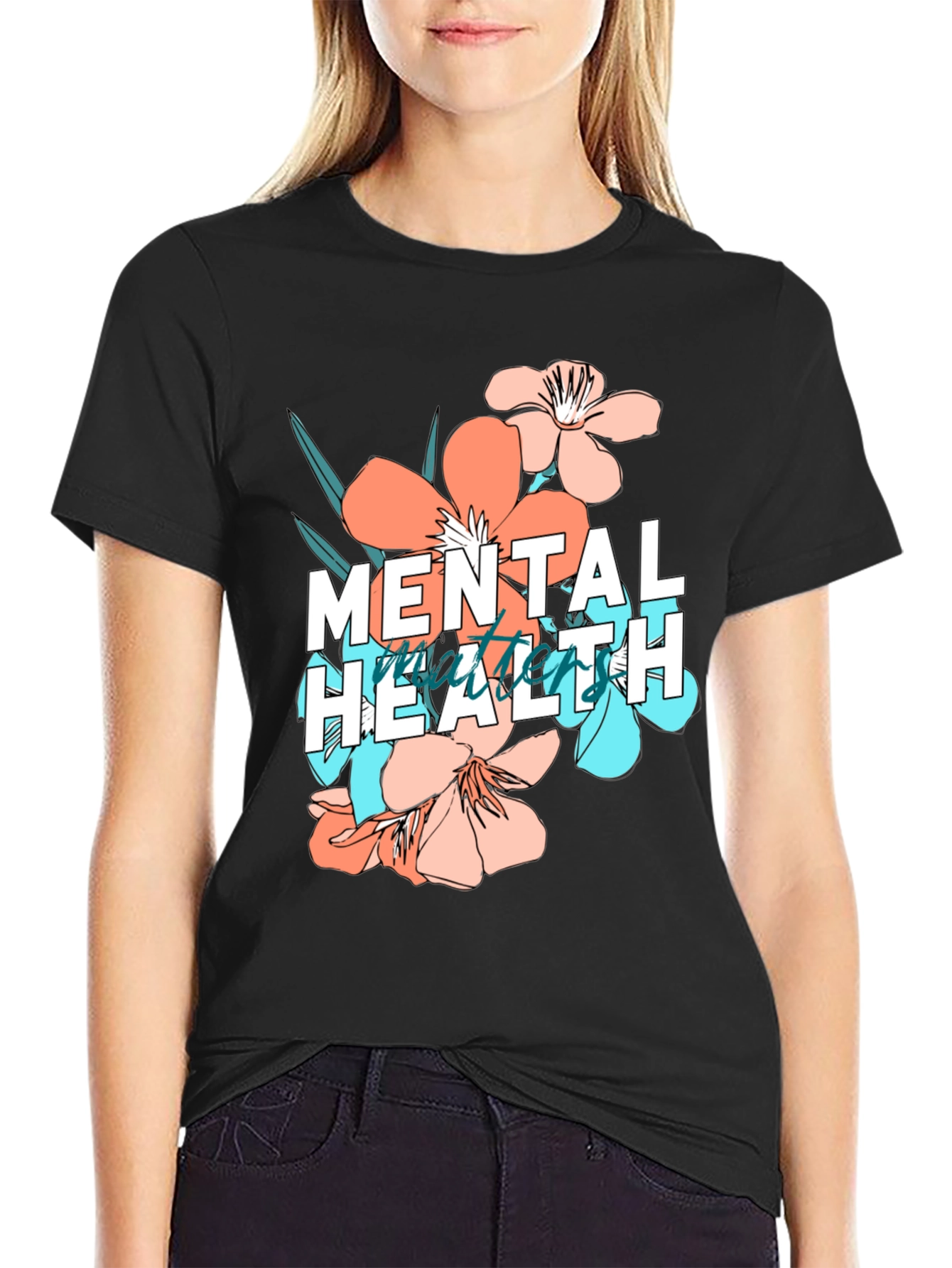 Mental Health Matters Floral Graphic T-Shirt