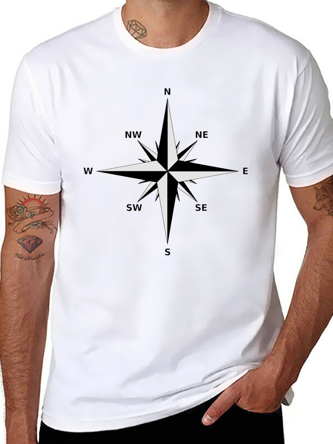 Compass Rose T-Shirt - Classic Navigation Style