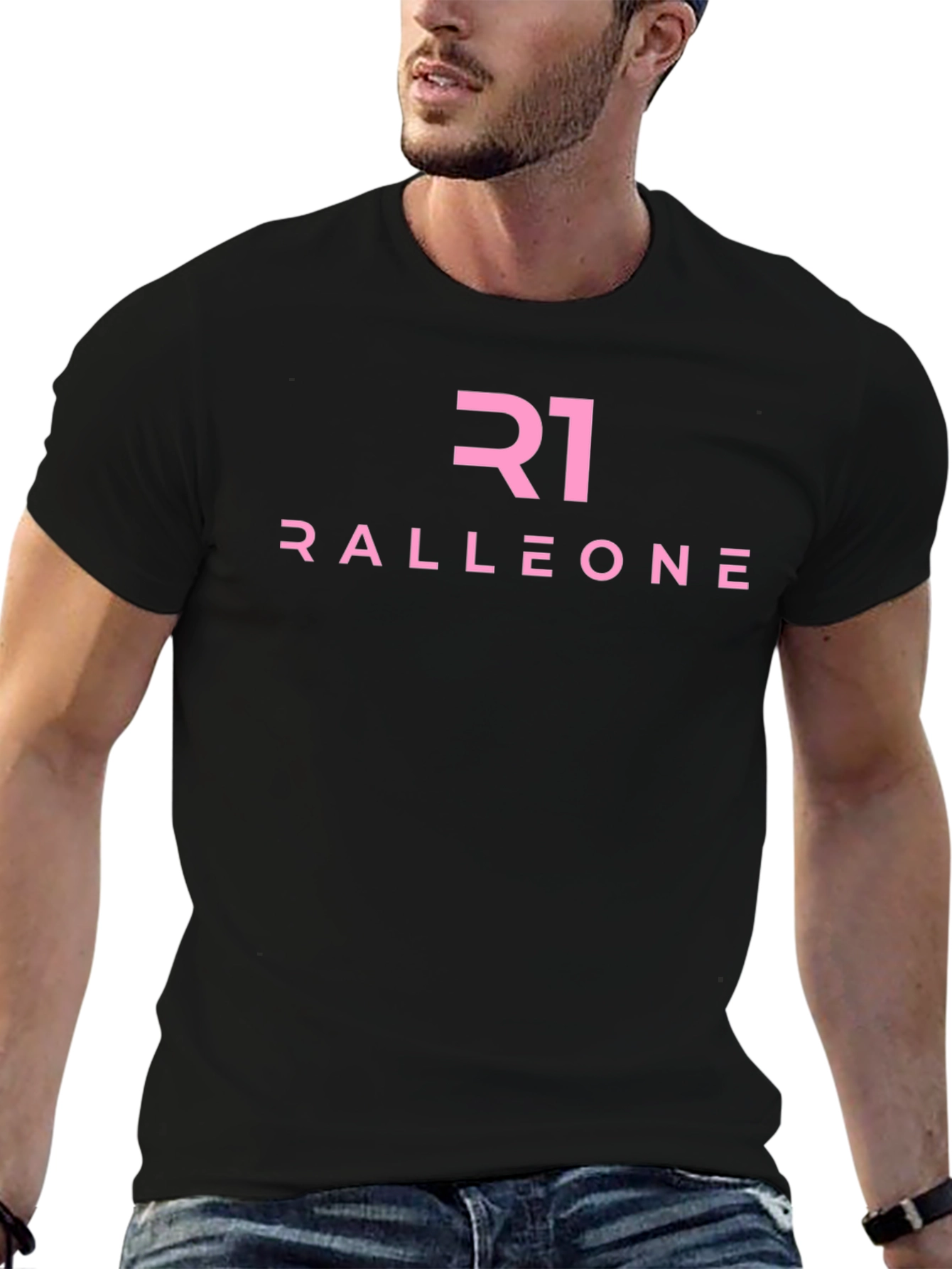 Ralleone Pink Logo Black T-Shirt
