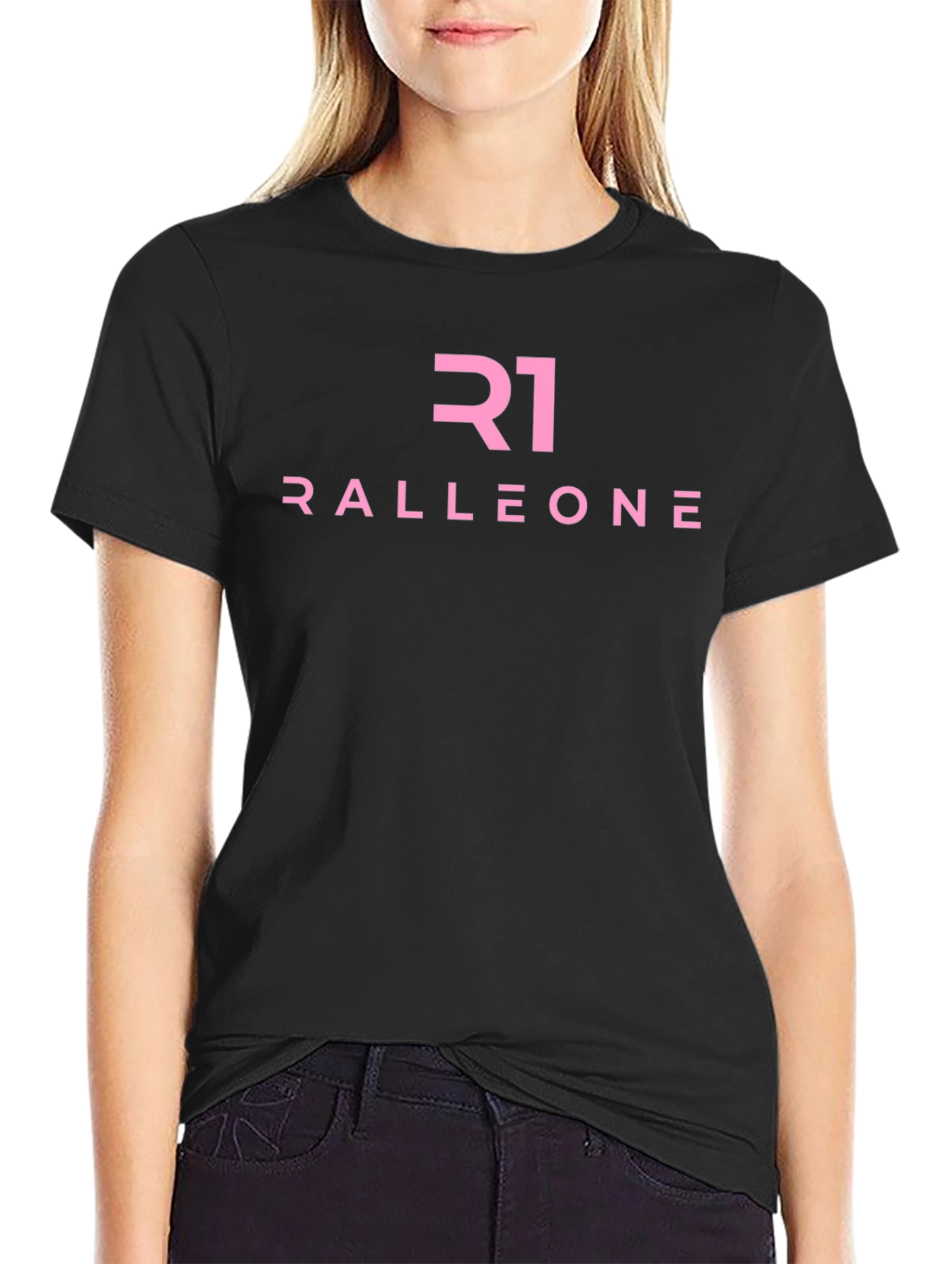 Ralleone Pink Logo Black T-Shirt
