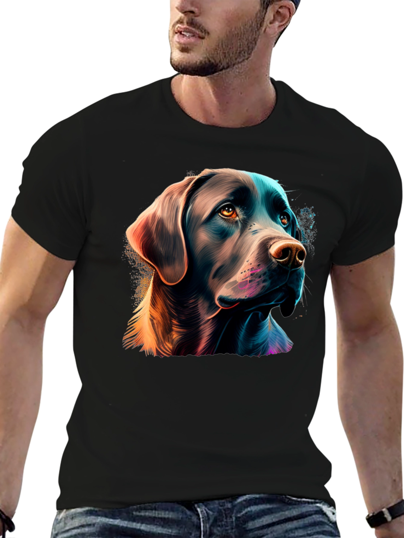 Labrador Dog Graphic Tee - Stylish Black T-Shirt
