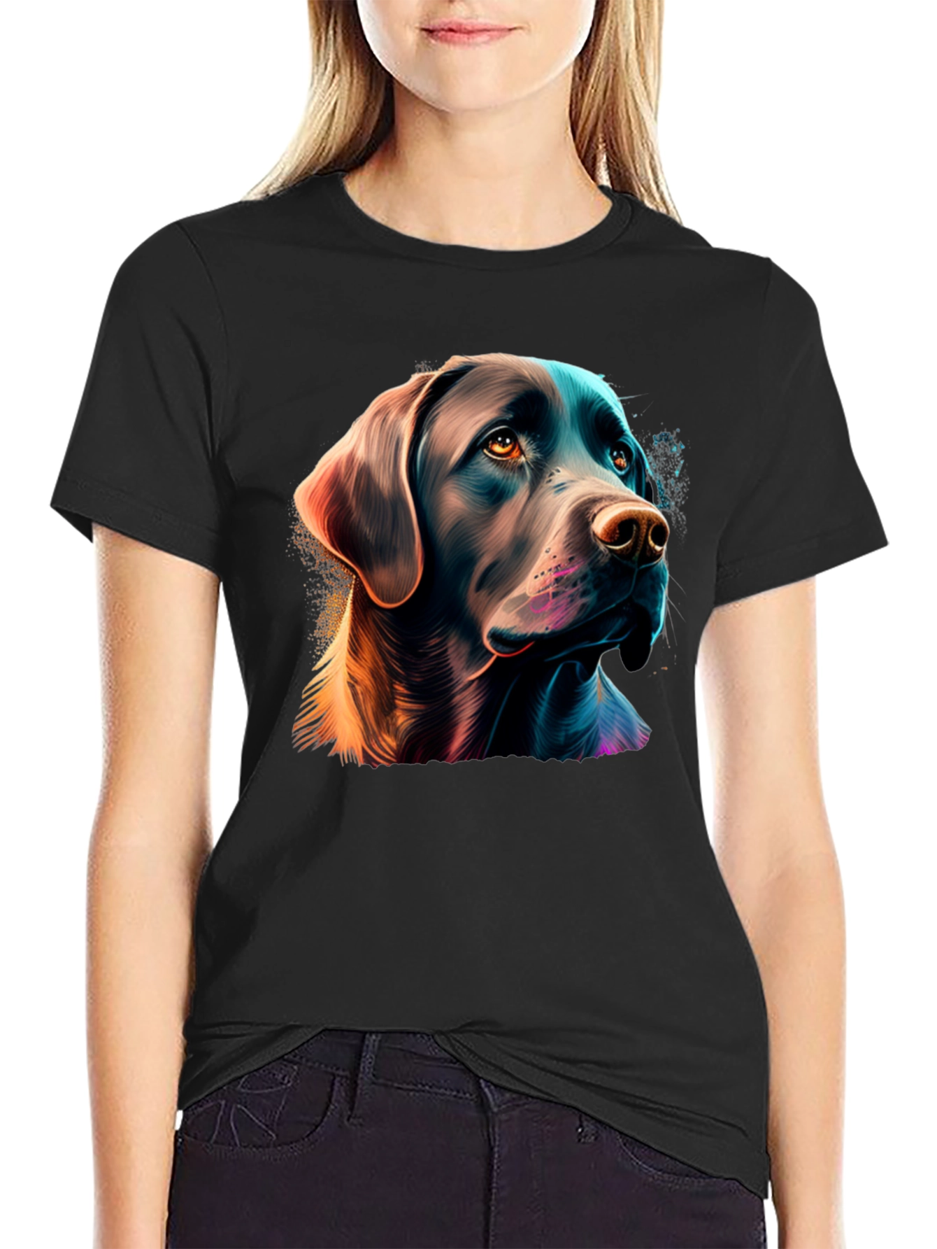 Labrador Dog Graphic Tee - Stylish Black T-Shirt