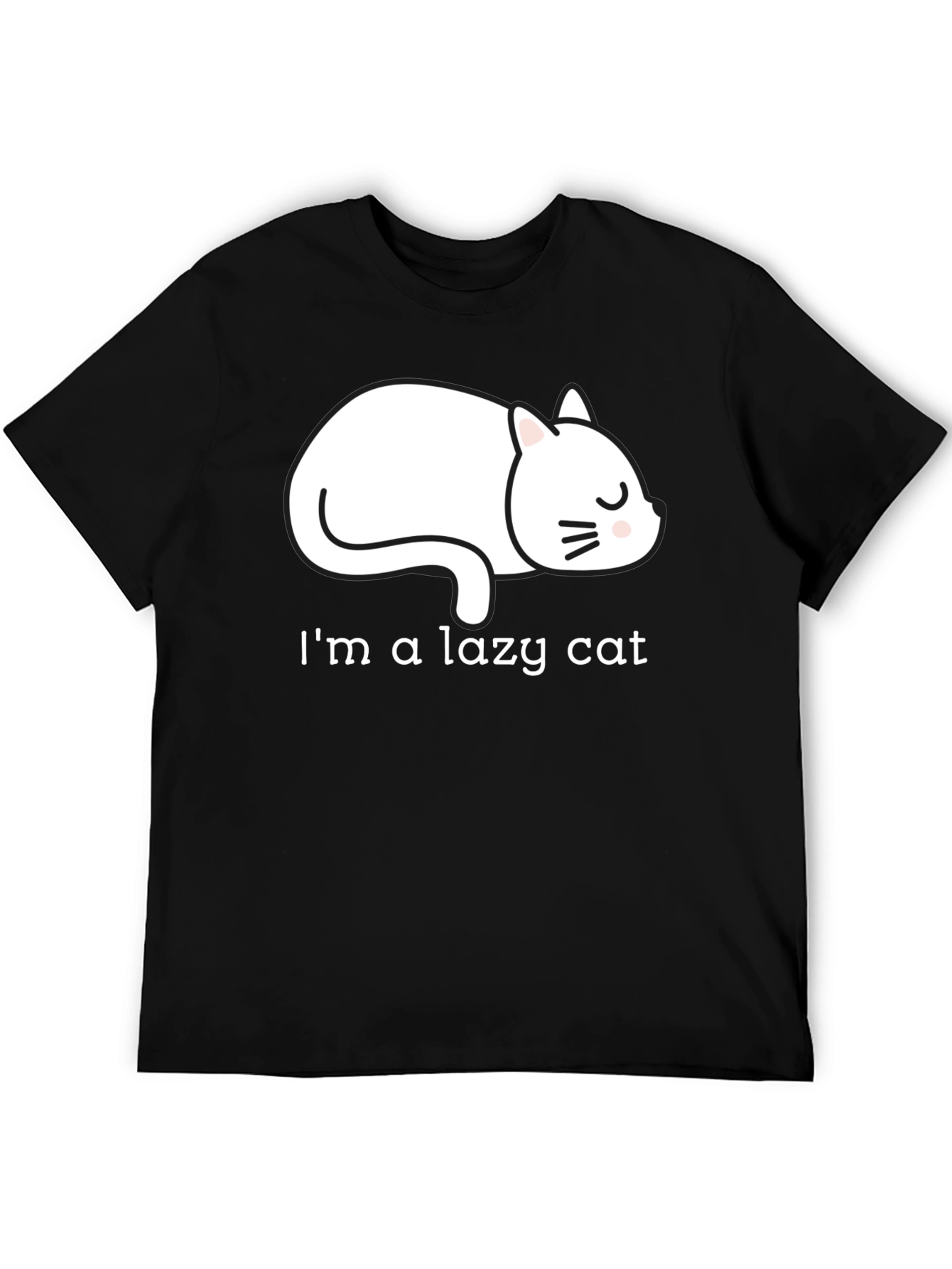 Lazy Cat Graphic Tee - Unisex Black T-Shirt