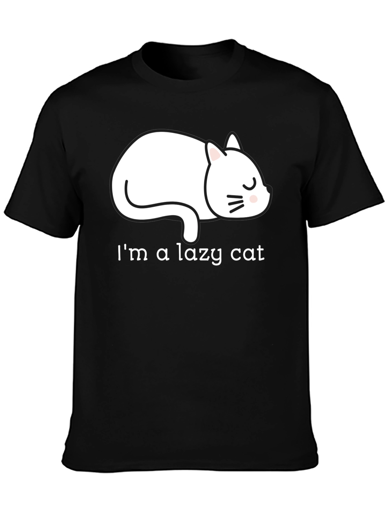 Lazy Cat Graphic Tee - Unisex Black T-Shirt