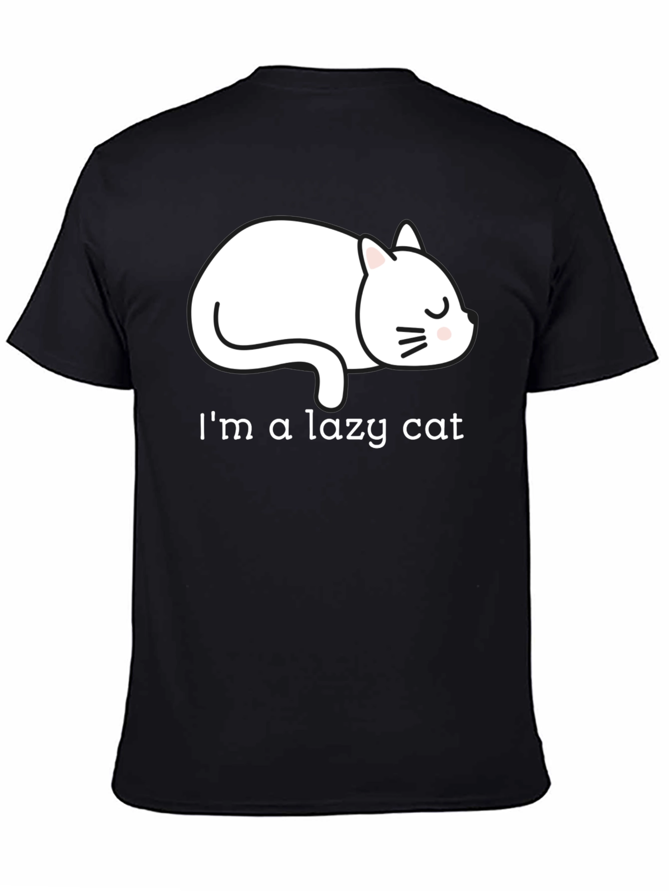 Lazy Cat Graphic Tee - Unisex Black T-Shirt