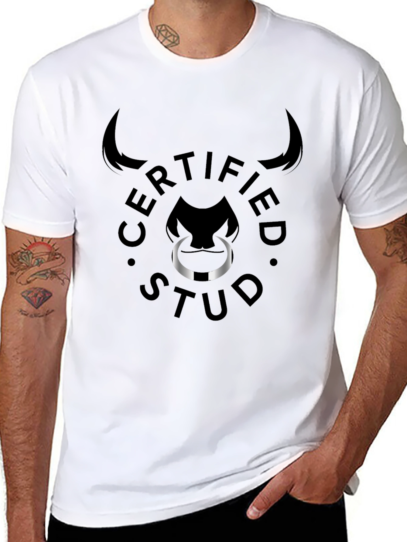 Certified Stud Graphic Tee - Black Bull Design