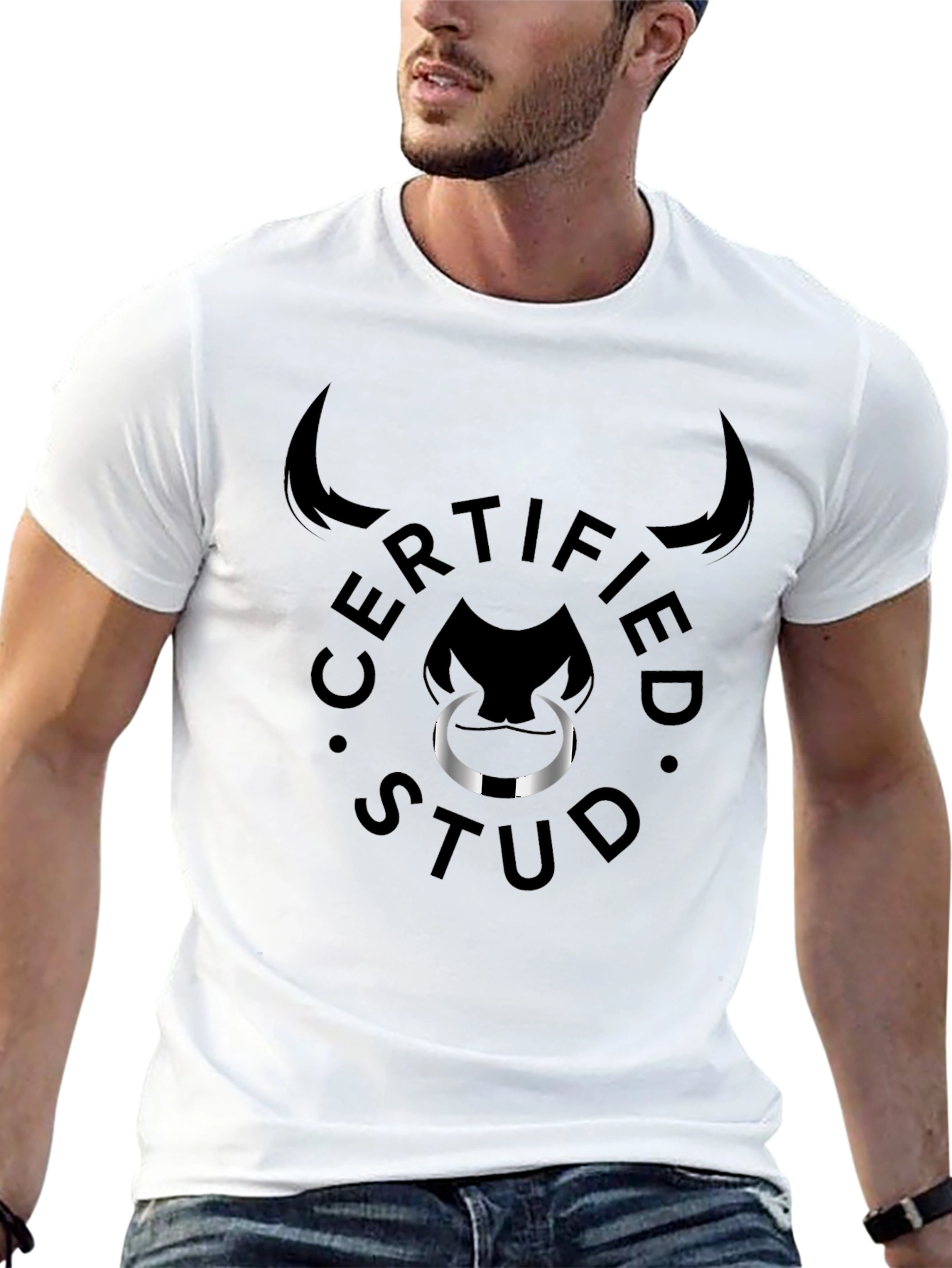 Certified Stud Graphic Tee - Black Bull Design