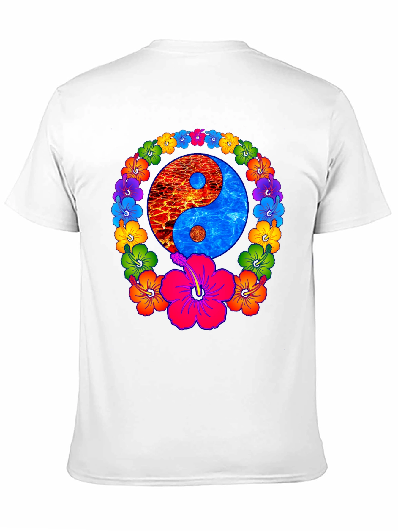 Yin Yang Hibiscus T-Shirt - Fire and Water Balance