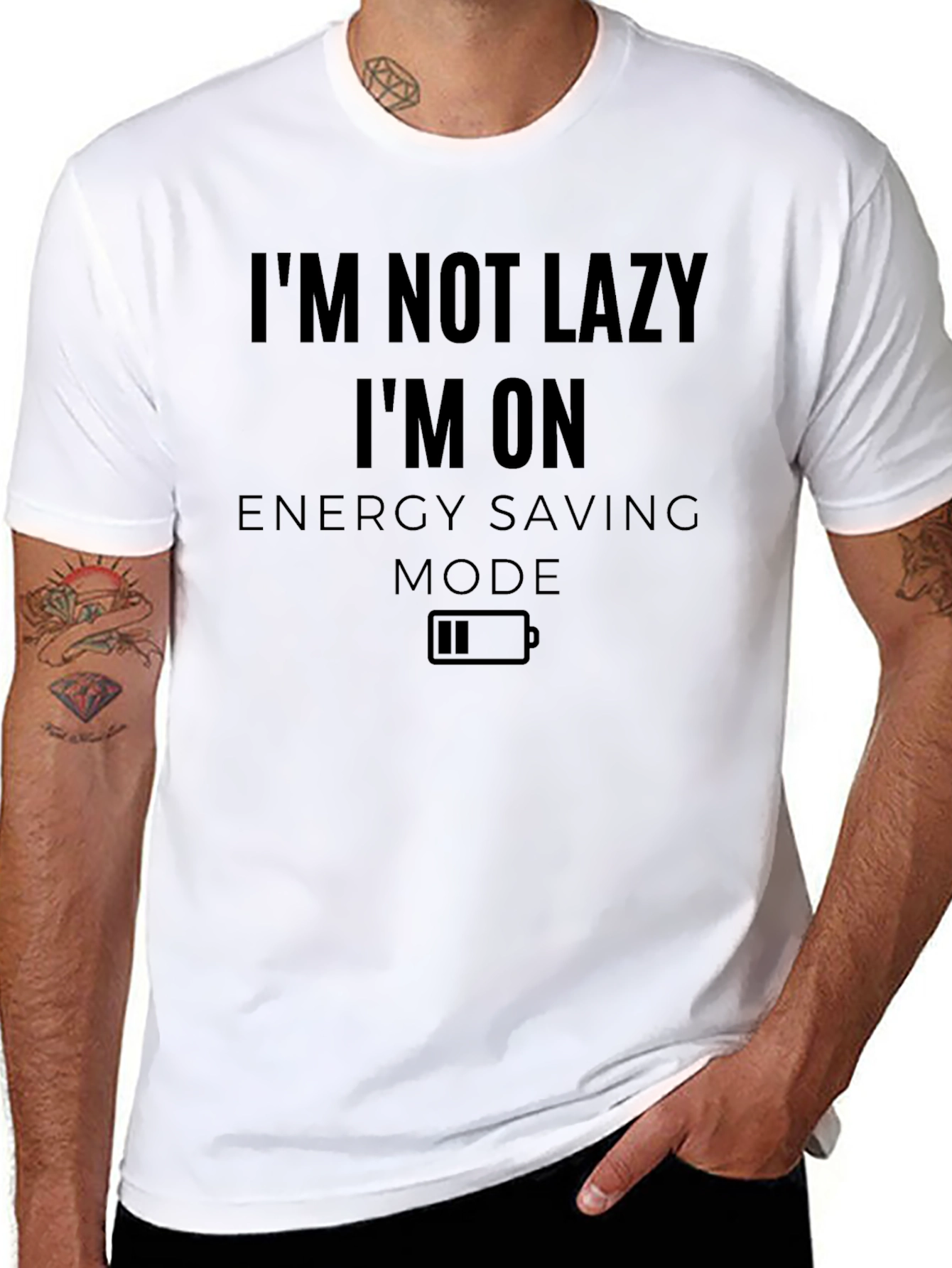 Funny Energy Saving Mode Mens Black T-shirt