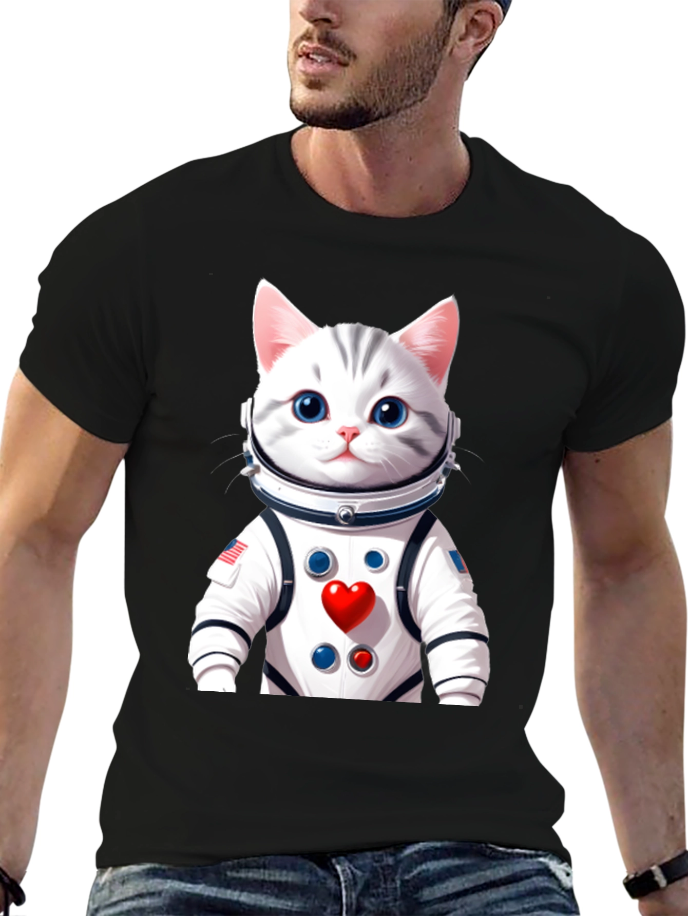 Astronaut Cat Graphic T-Shirt - Space Lover Tee