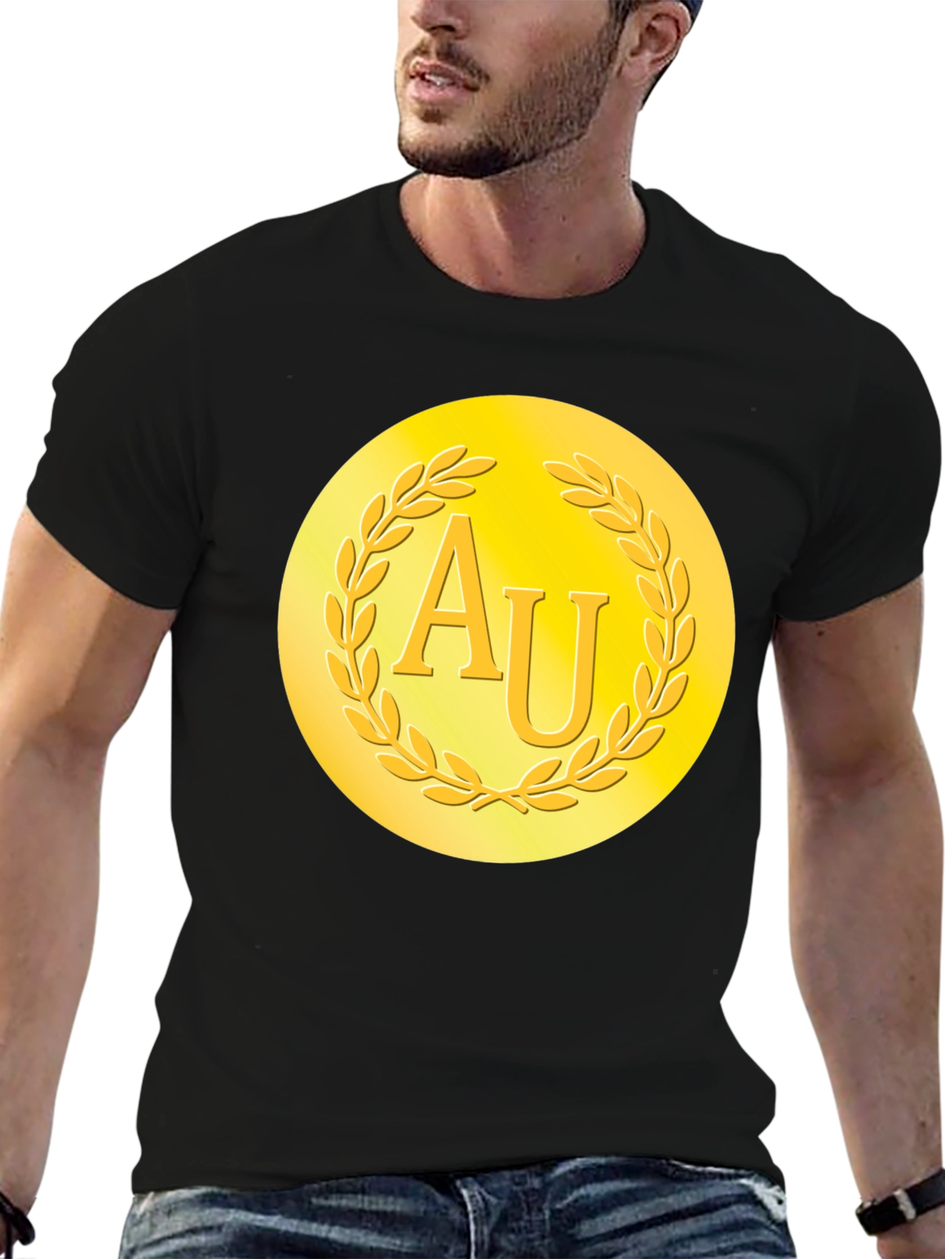 Gold AU Symbol Black T-Shirt