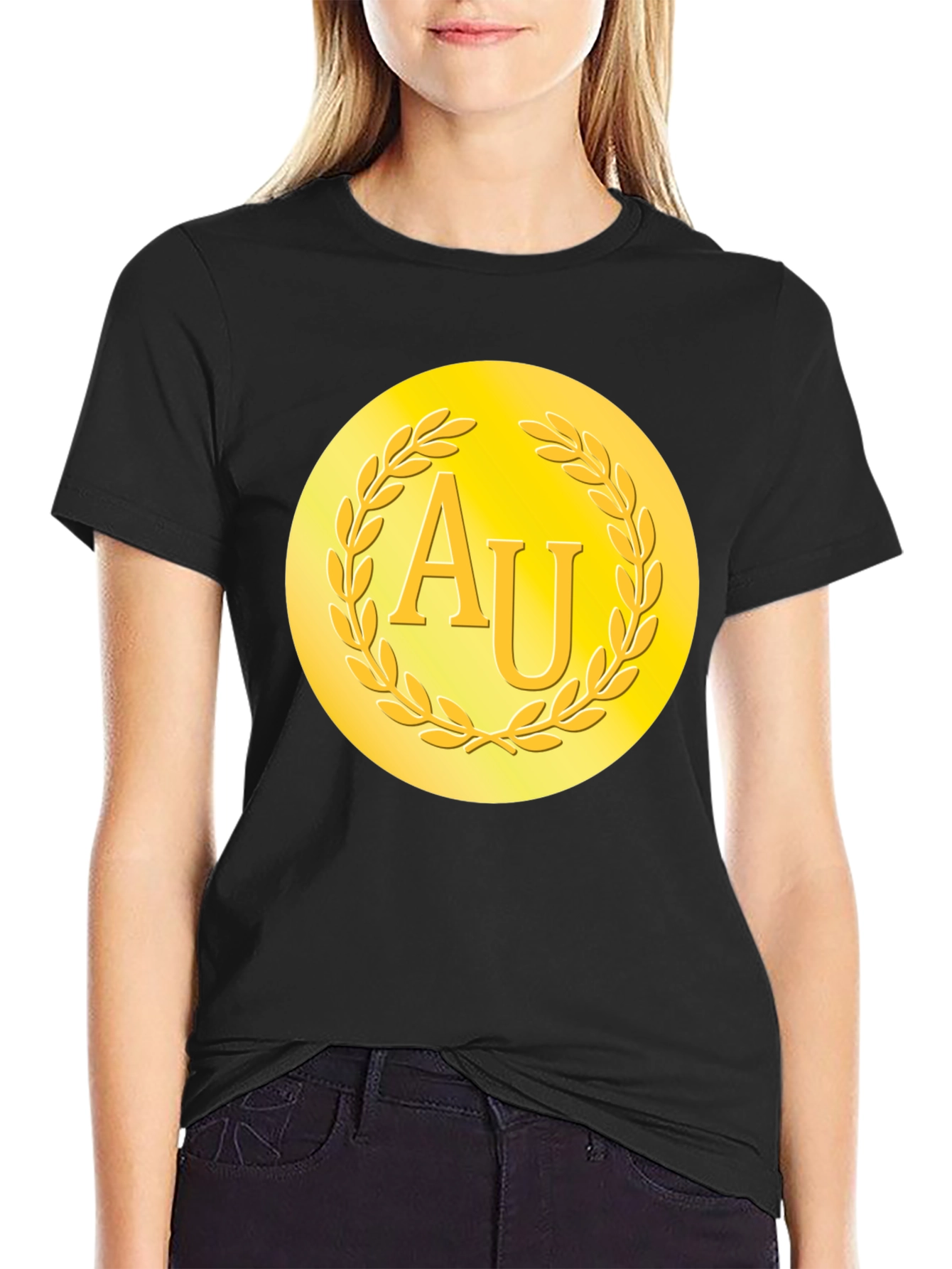 Gold AU Symbol Black T-Shirt
