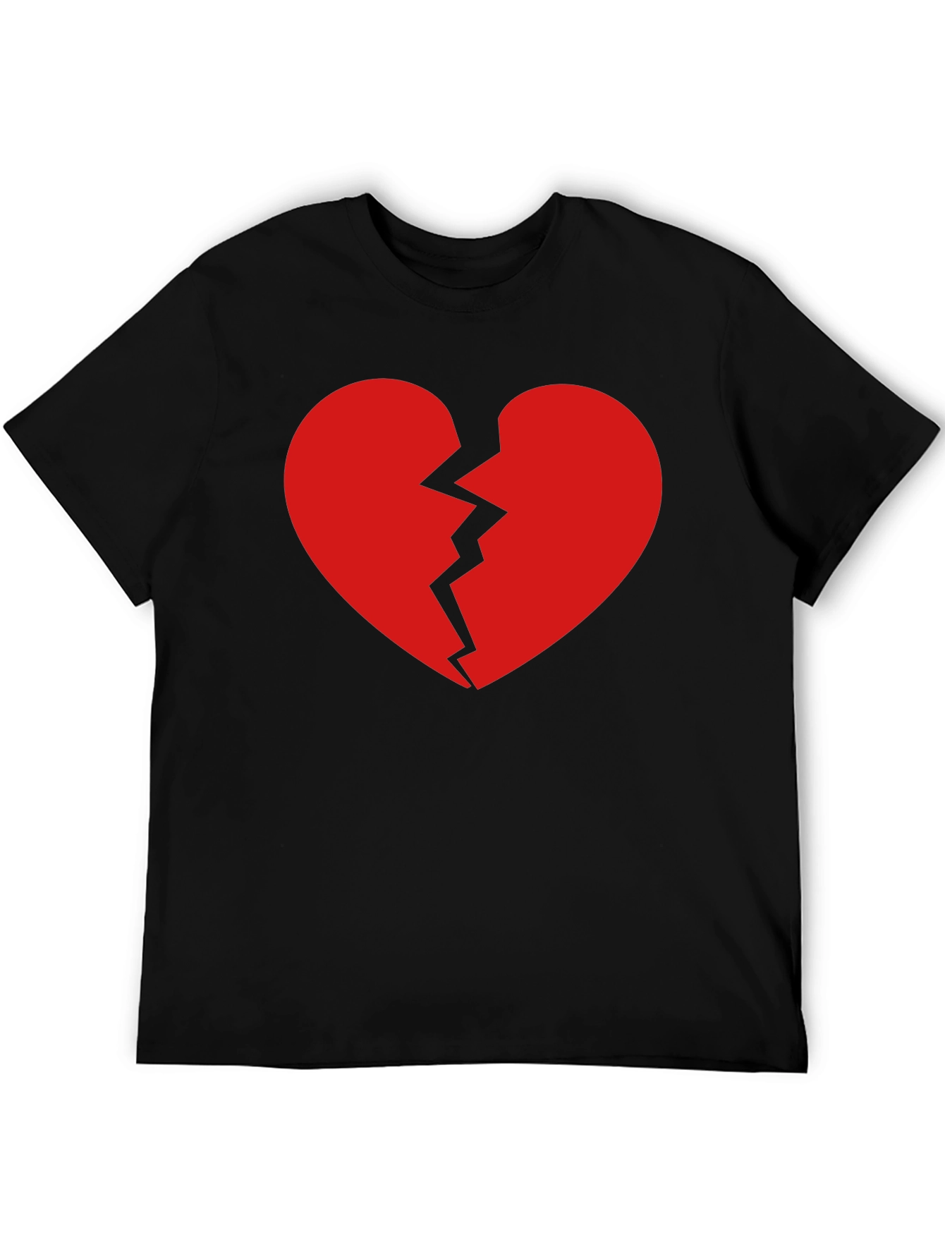 Broken Heart Graphic Tee - Black Cotton T-Shirt