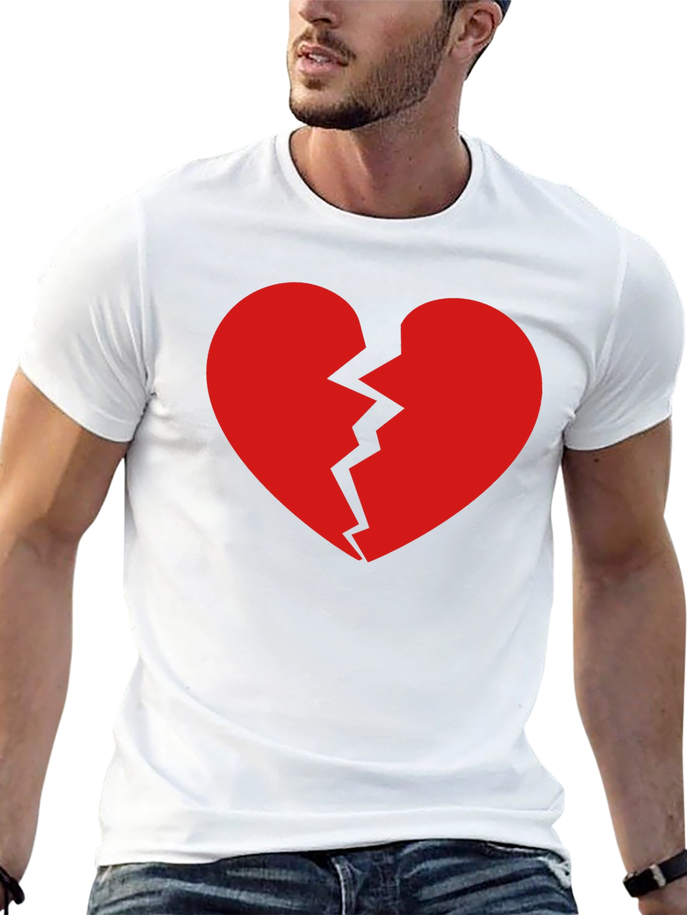 Broken Heart Graphic Tee - Black Cotton T-Shirt