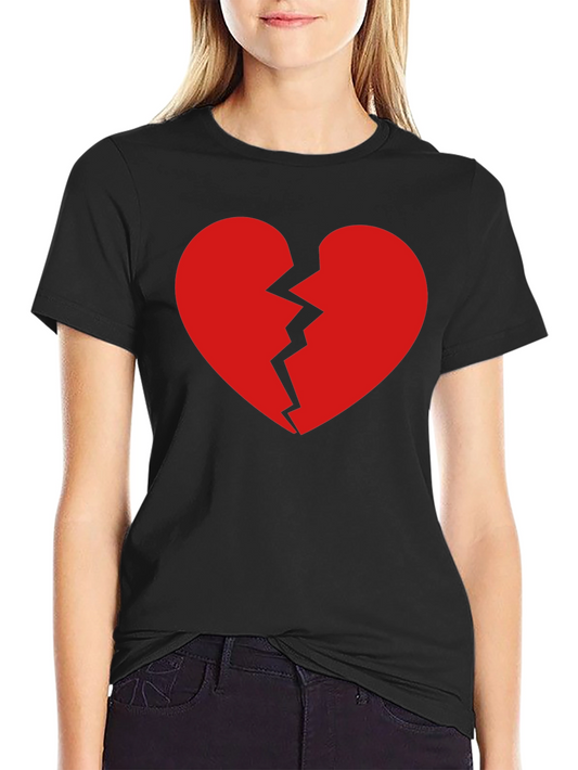 Broken Heart Graphic Tee - Black Cotton T-Shirt