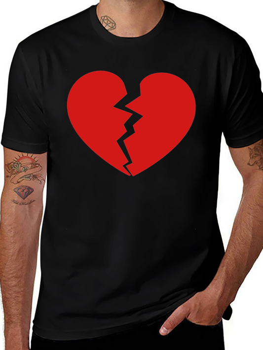 Broken Heart Graphic Tee - Black Cotton T-Shirt