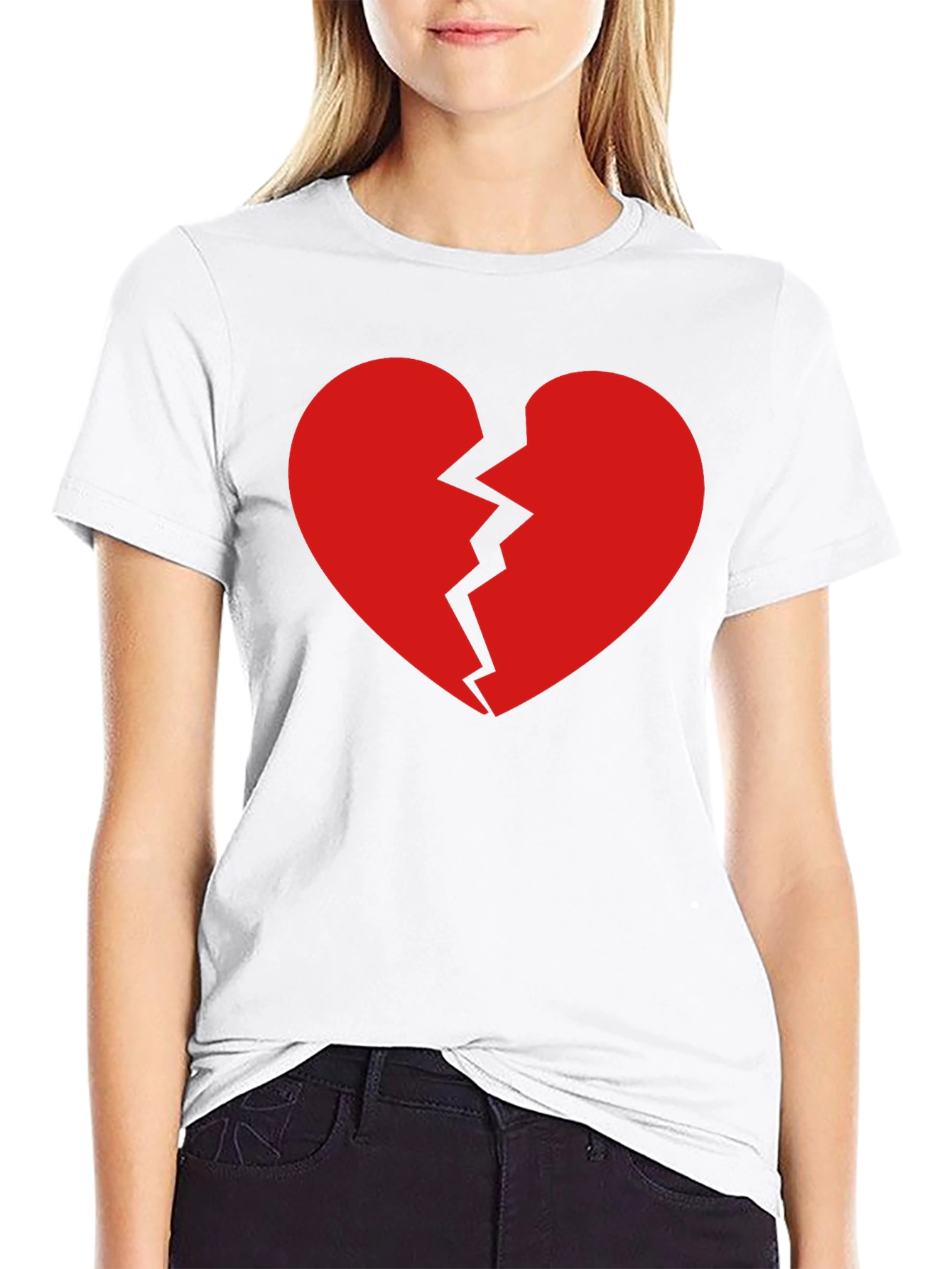 Broken Heart Graphic Tee - Black Cotton T-Shirt