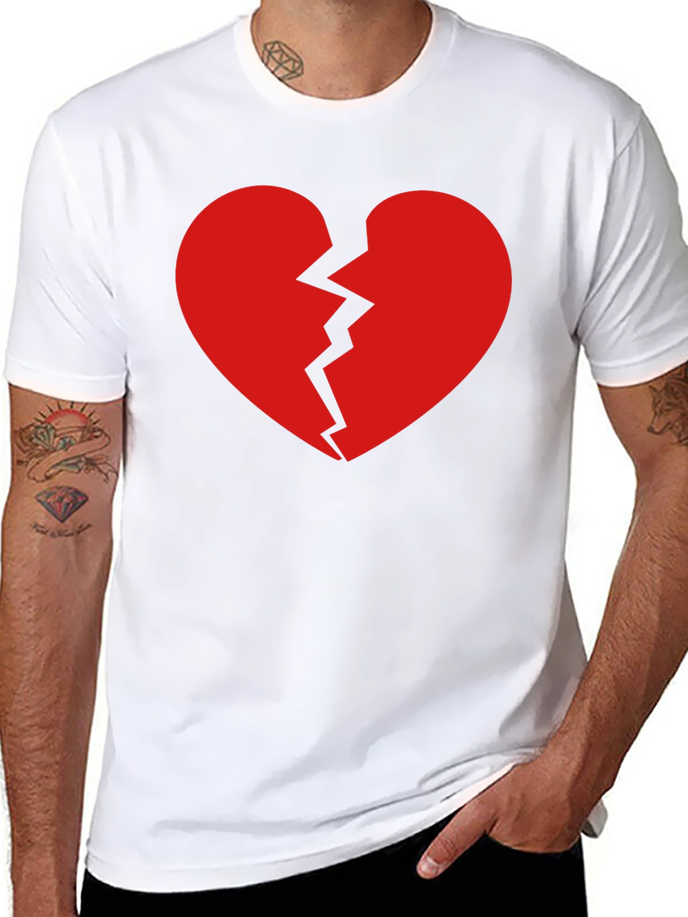 Broken Heart Graphic Tee - Black Cotton T-Shirt