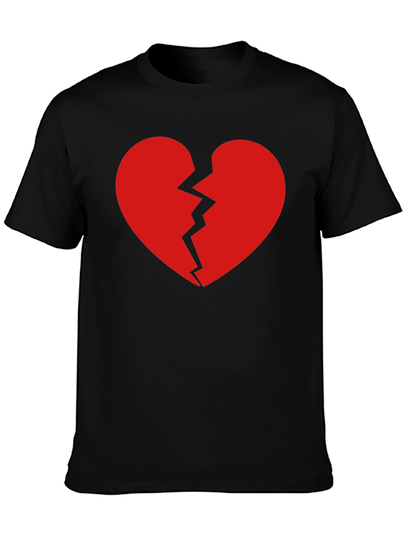 Broken Heart Graphic Tee - Black Cotton T-Shirt