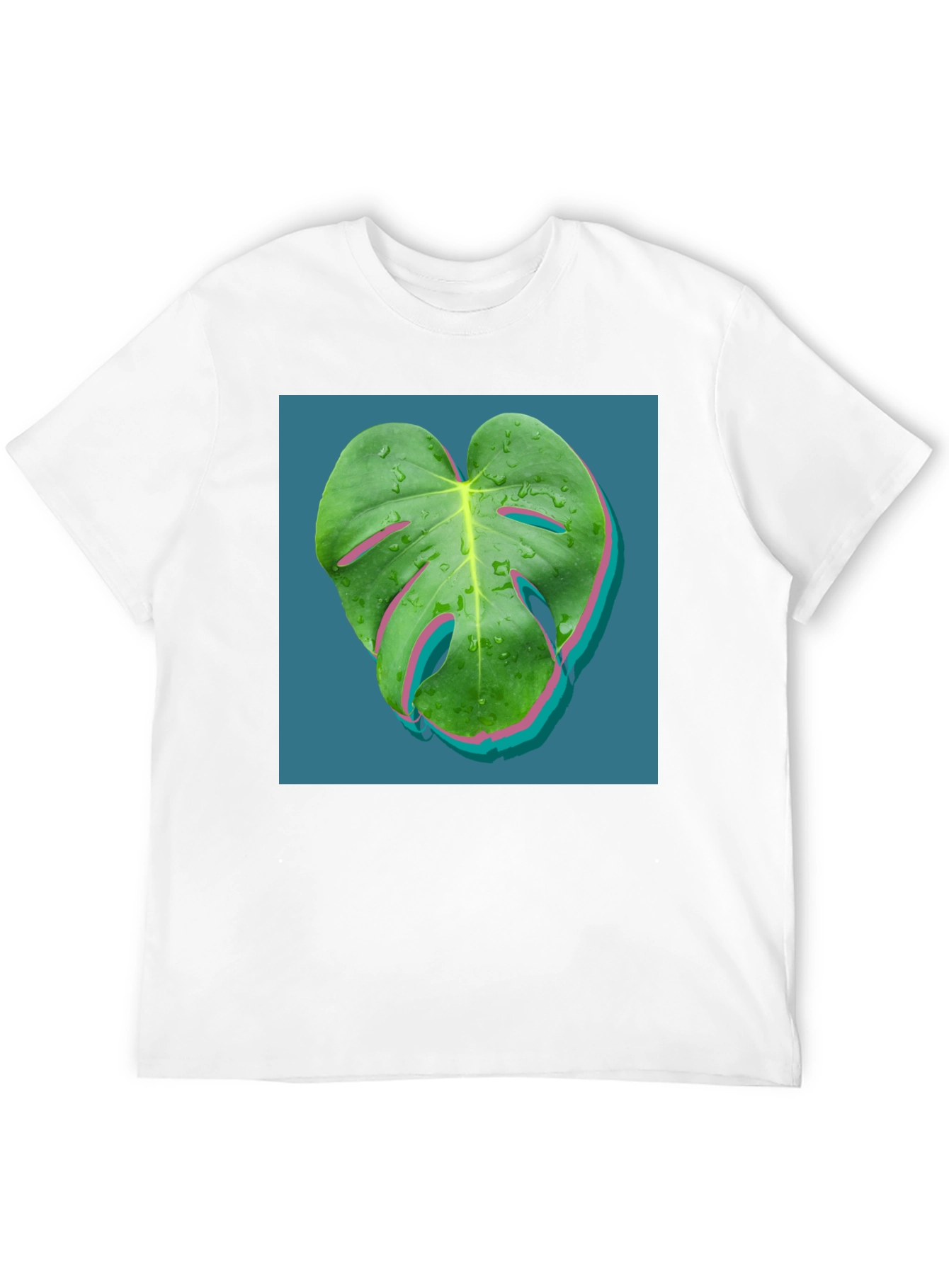 Modern Monstera Leaf Graphic Tee - Black