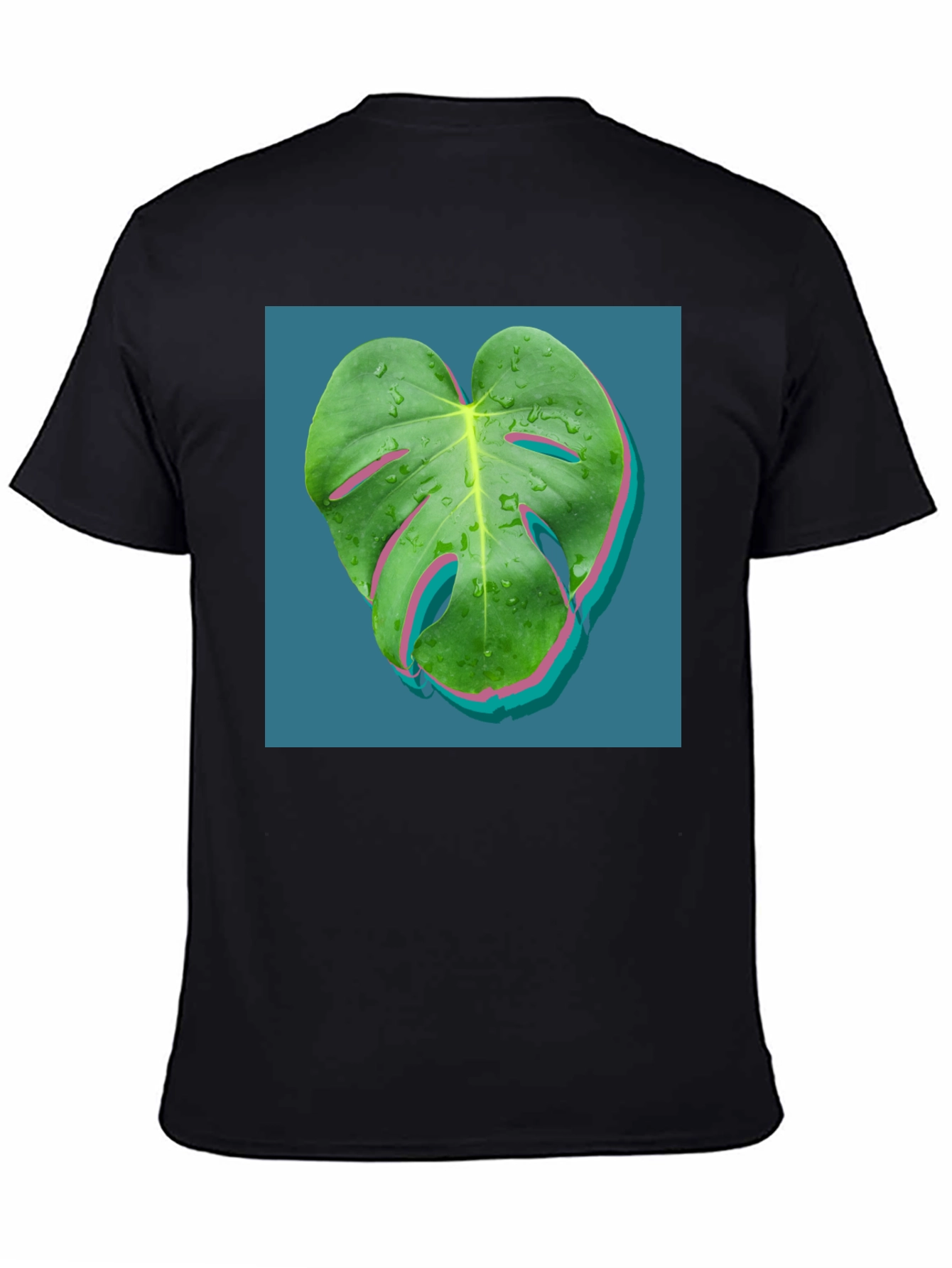Modern Monstera Leaf Graphic Tee - Black