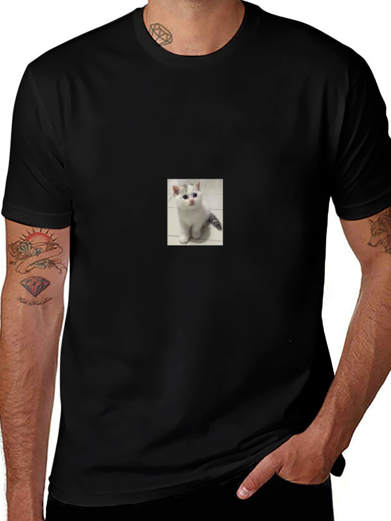 Kitten T-Shirt - Black Cotton Blend