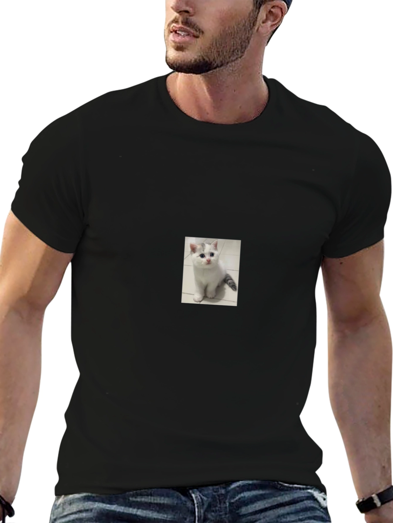 Kitten T-Shirt - Black Cotton Blend
