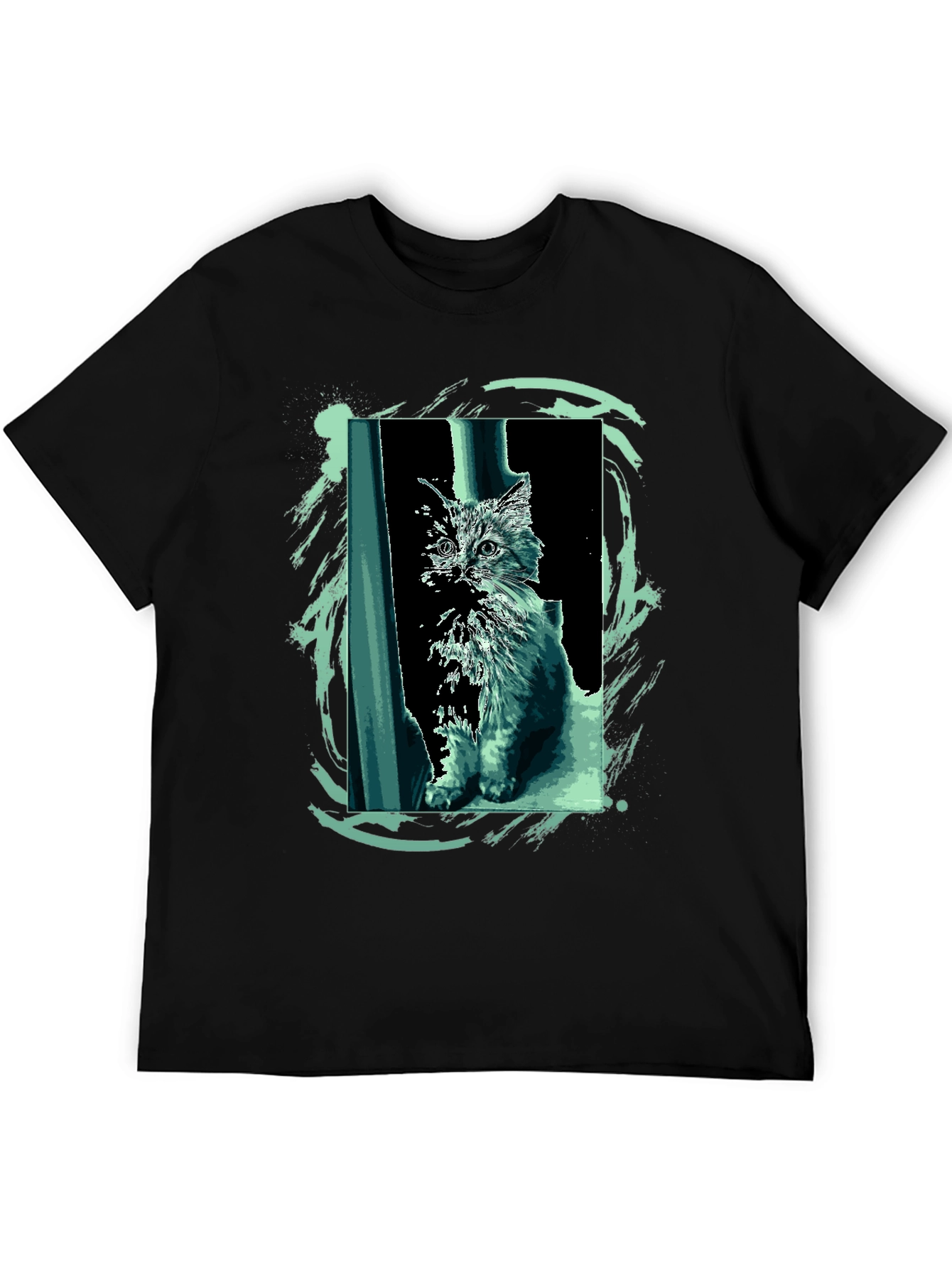 Cat Art Black T-Shirt