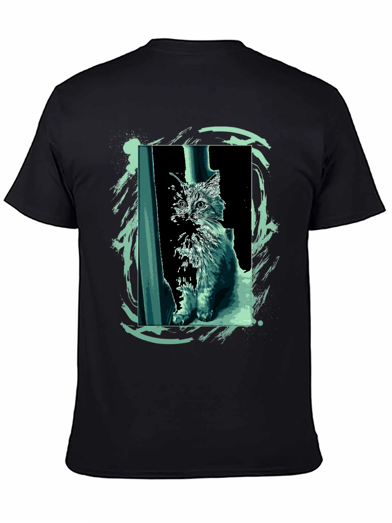 Cat Art Black T-Shirt