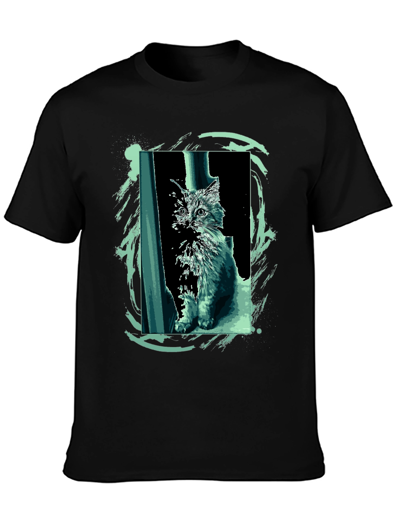 Cat Art Black T-Shirt