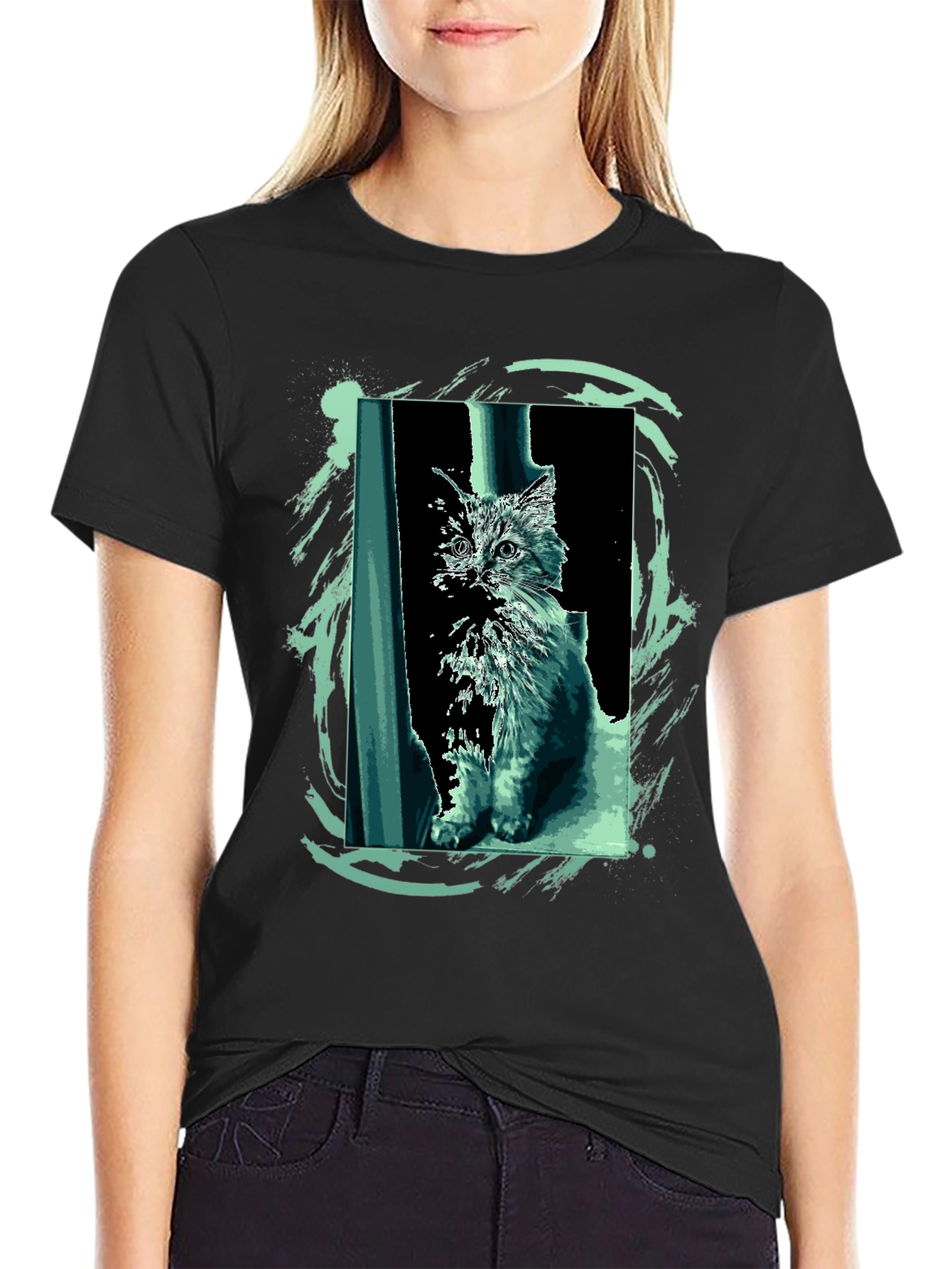 Cat Art Black T-Shirt