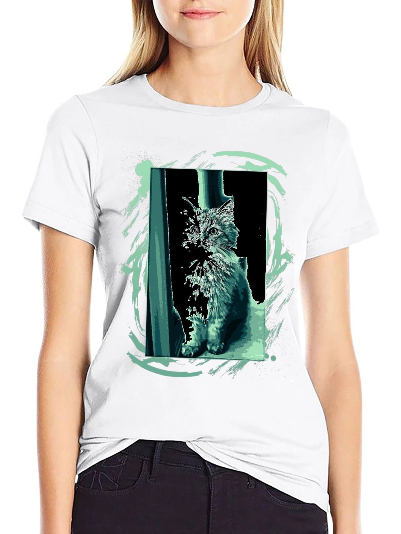 Cat Art Black T-Shirt