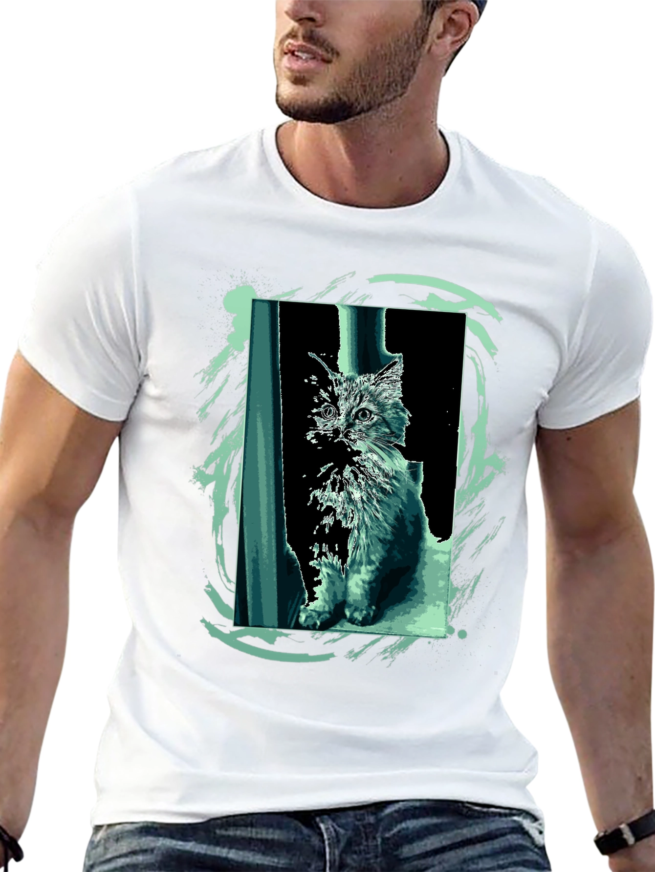 Cat Art Black T-Shirt