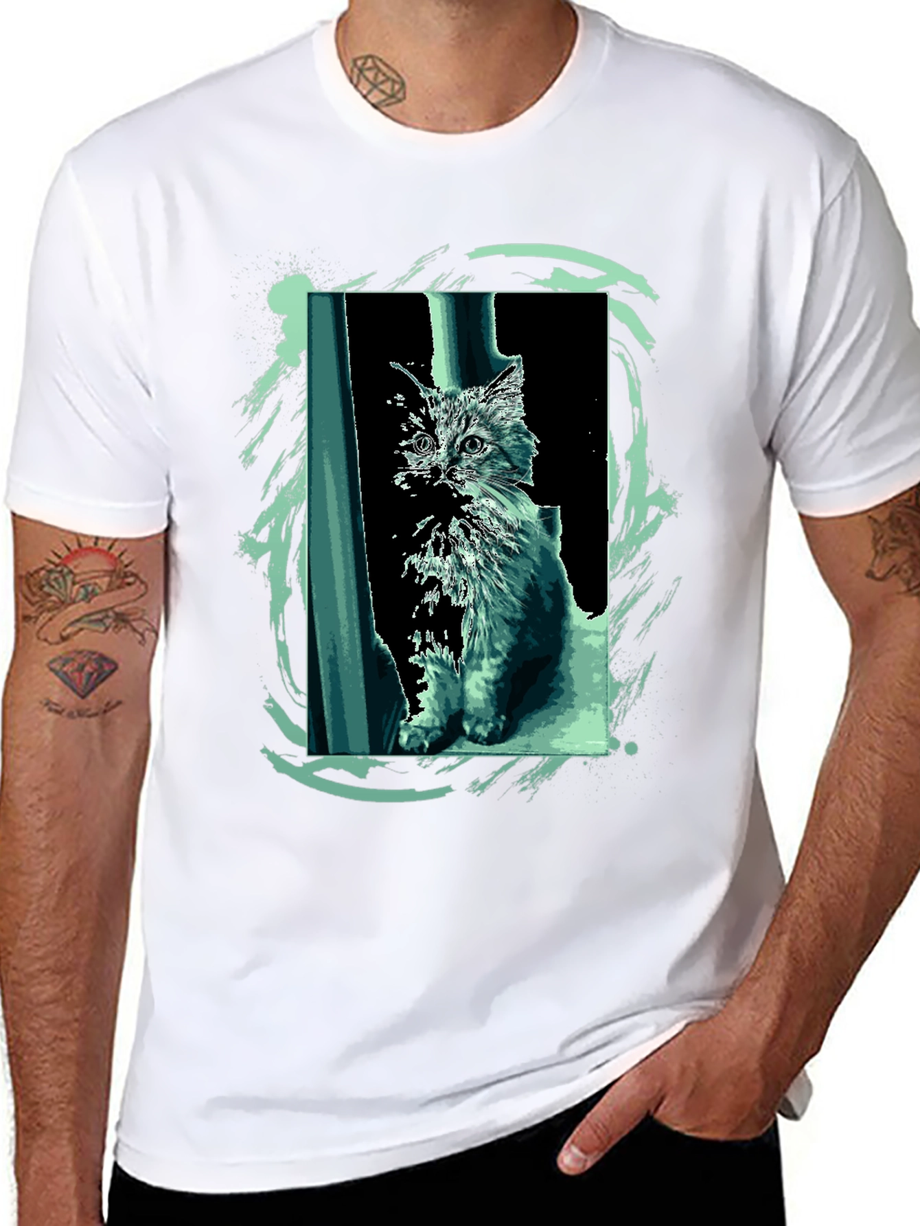 Cat Art Black T-Shirt