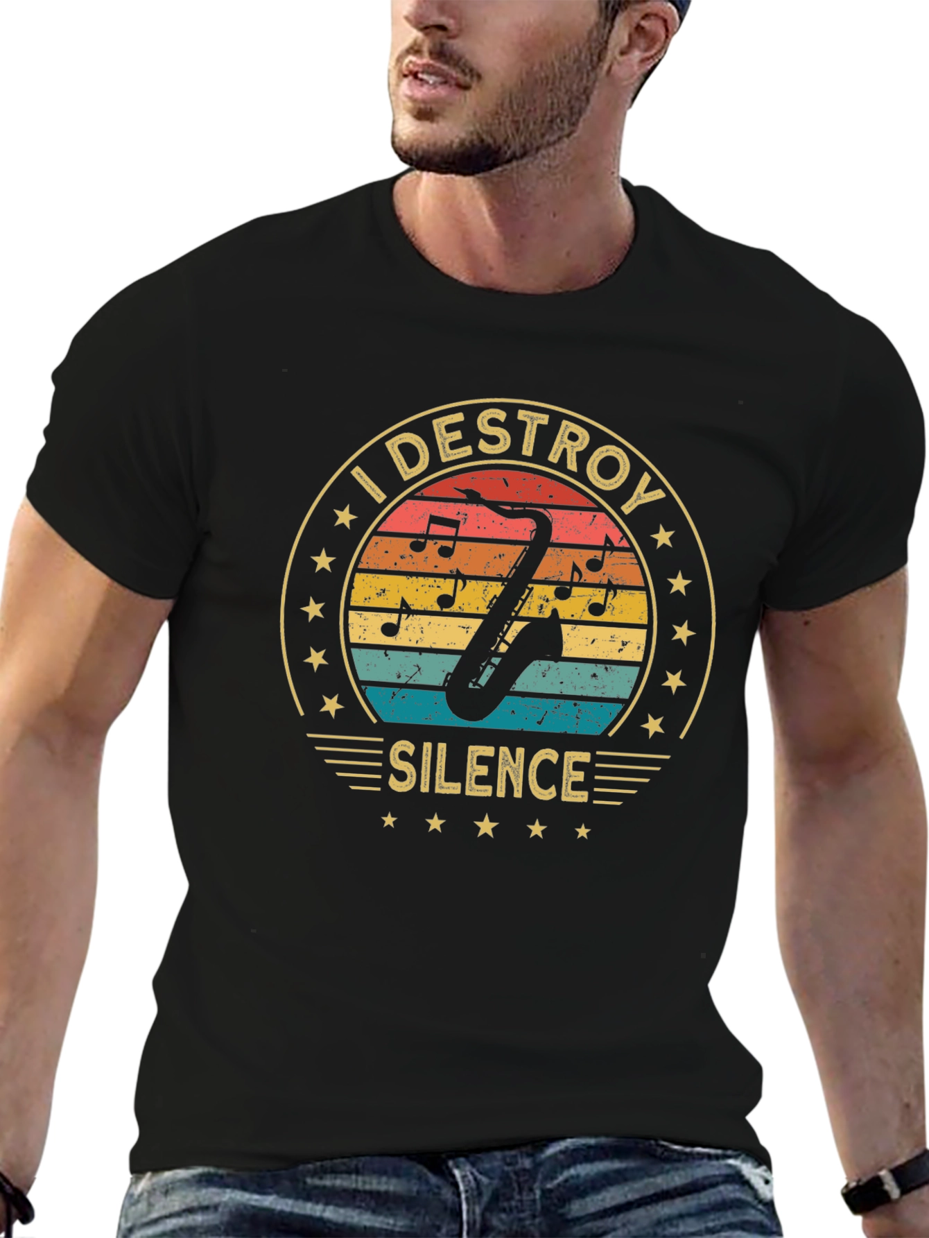 I Destroy Silence Saxophone Player Music Lover T-Shirt