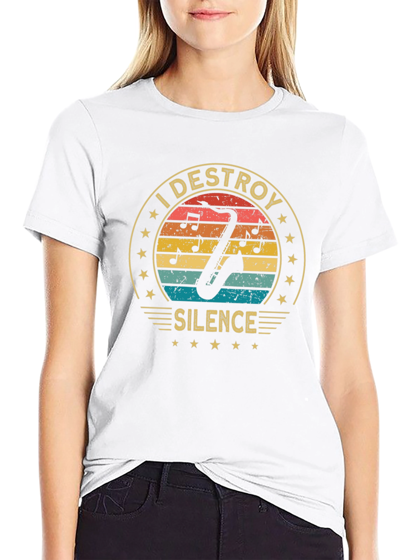 I Destroy Silence Saxophone Player Music Lover T-Shirt