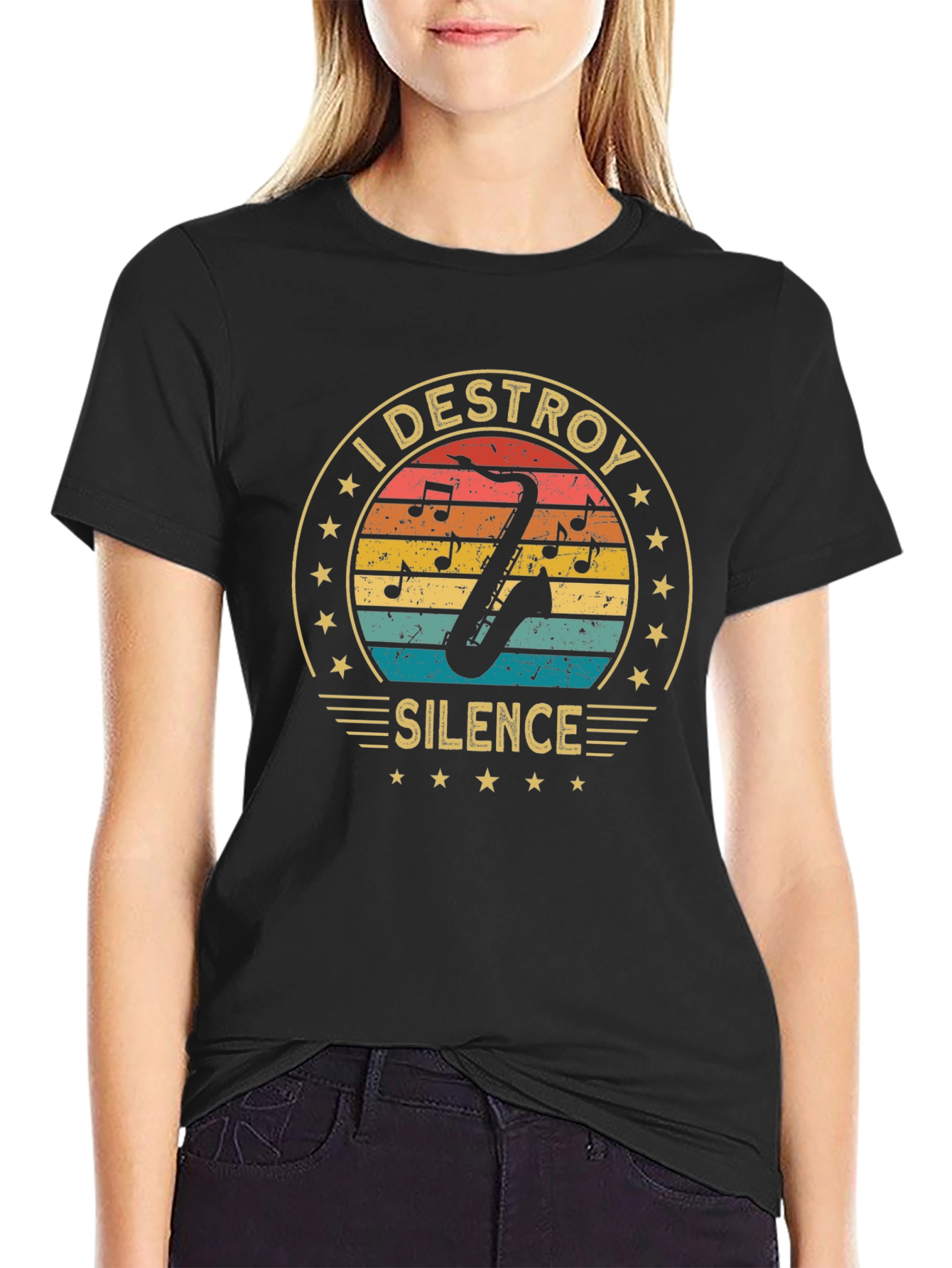 I Destroy Silence Saxophone Player Music Lover T-Shirt