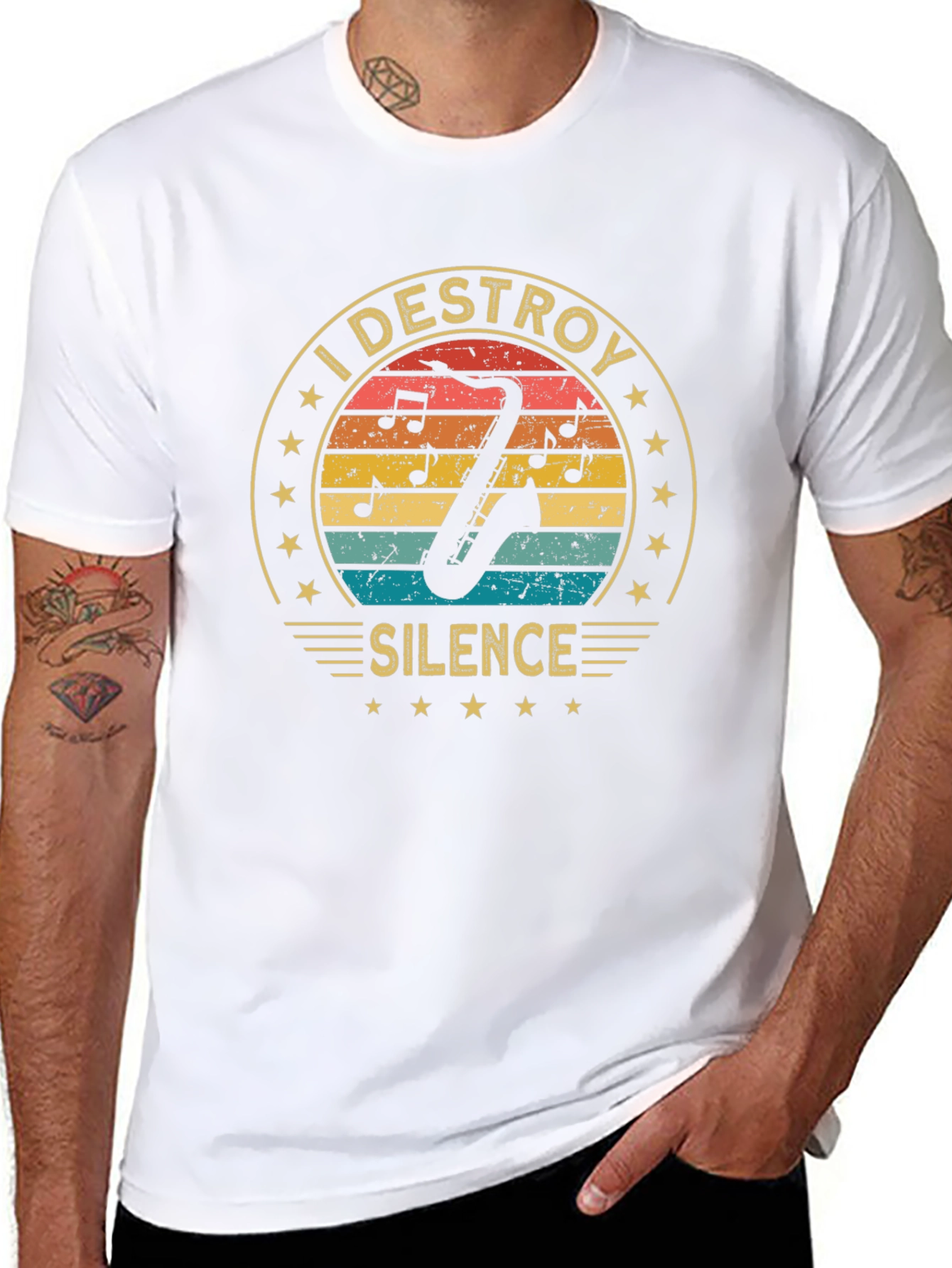 I Destroy Silence Saxophone Player Music Lover T-Shirt