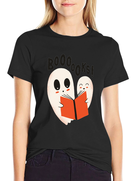 Booooks! Ghost Reading Book Graphic T-Shirt