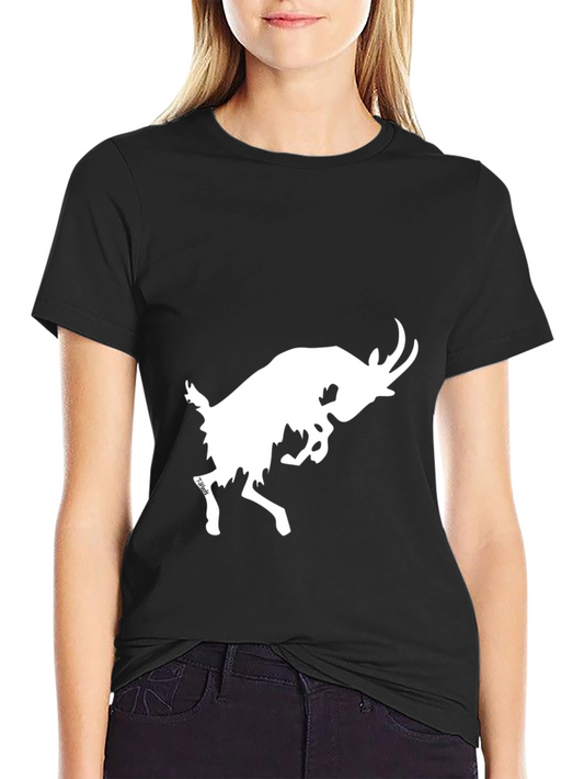 Black T-Shirt with White Goat Graphic