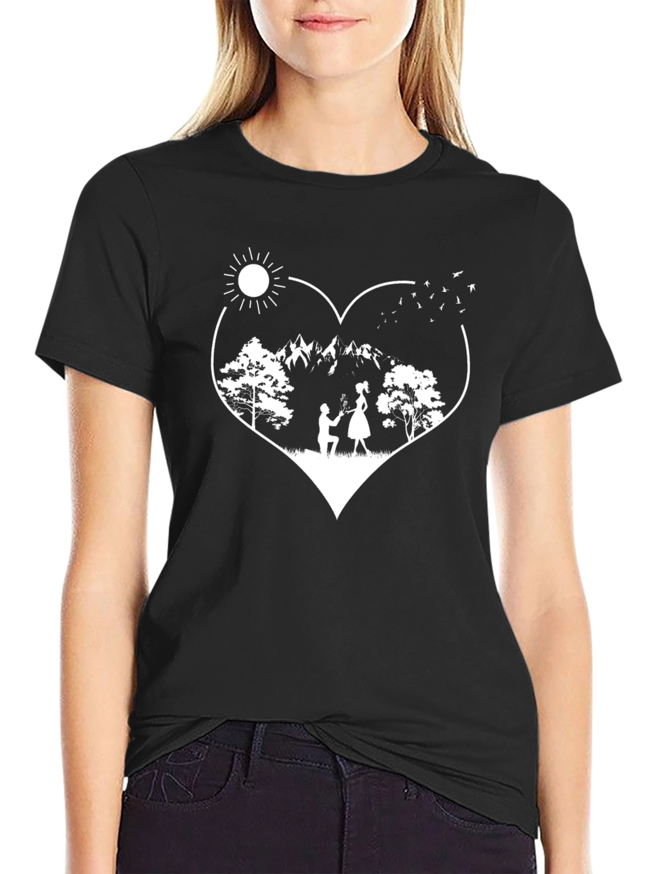 Romantic Proposal Heart Graphic Tee