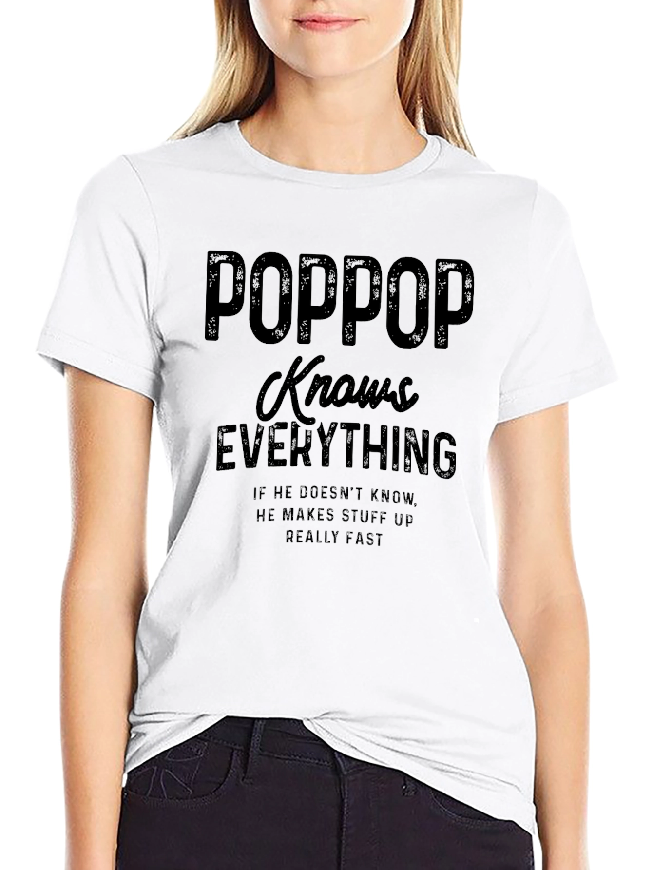 Pop Pop Knows Everything Mens Black T-Shirt