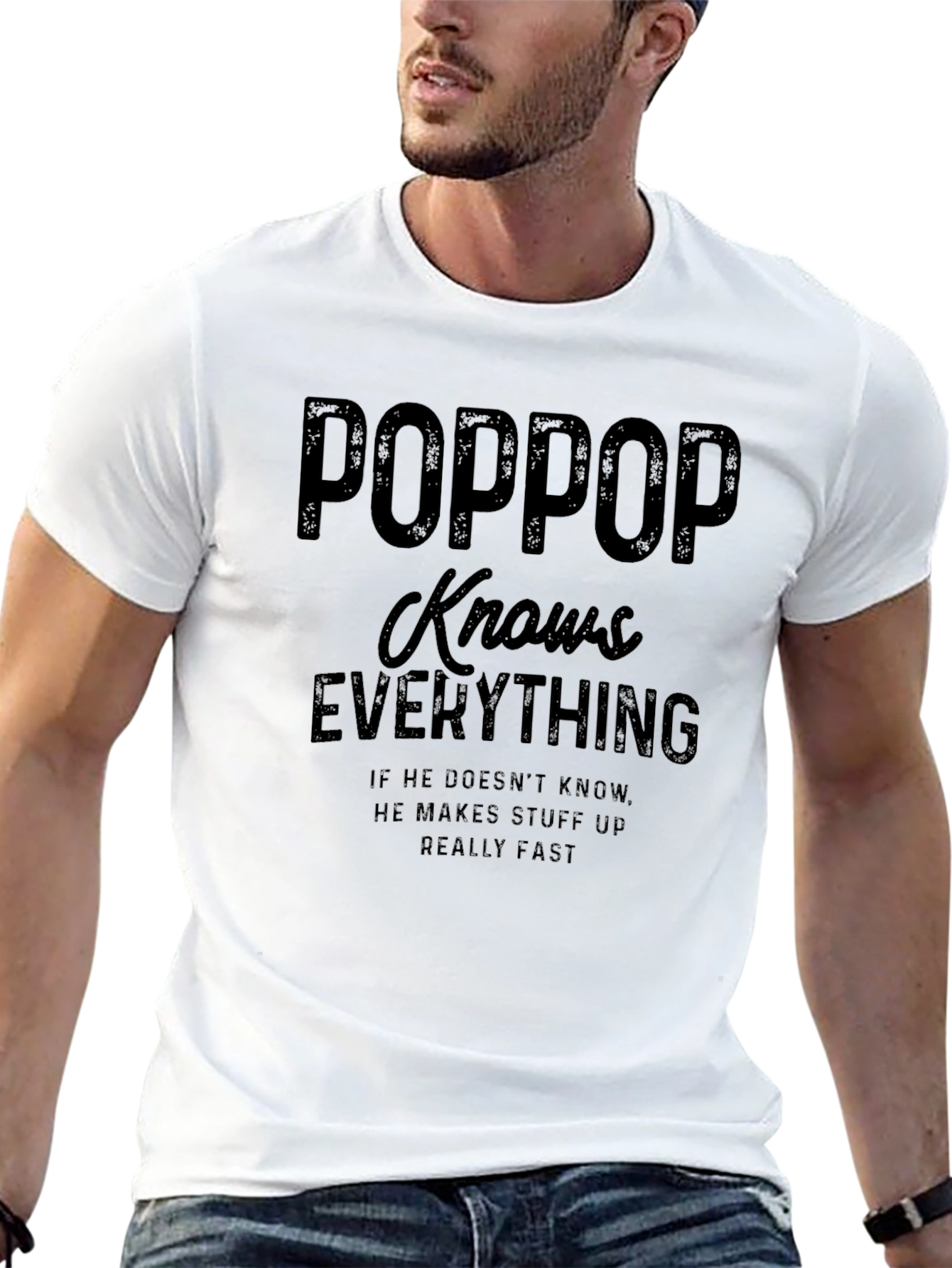 Pop Pop Knows Everything Mens Black T-Shirt