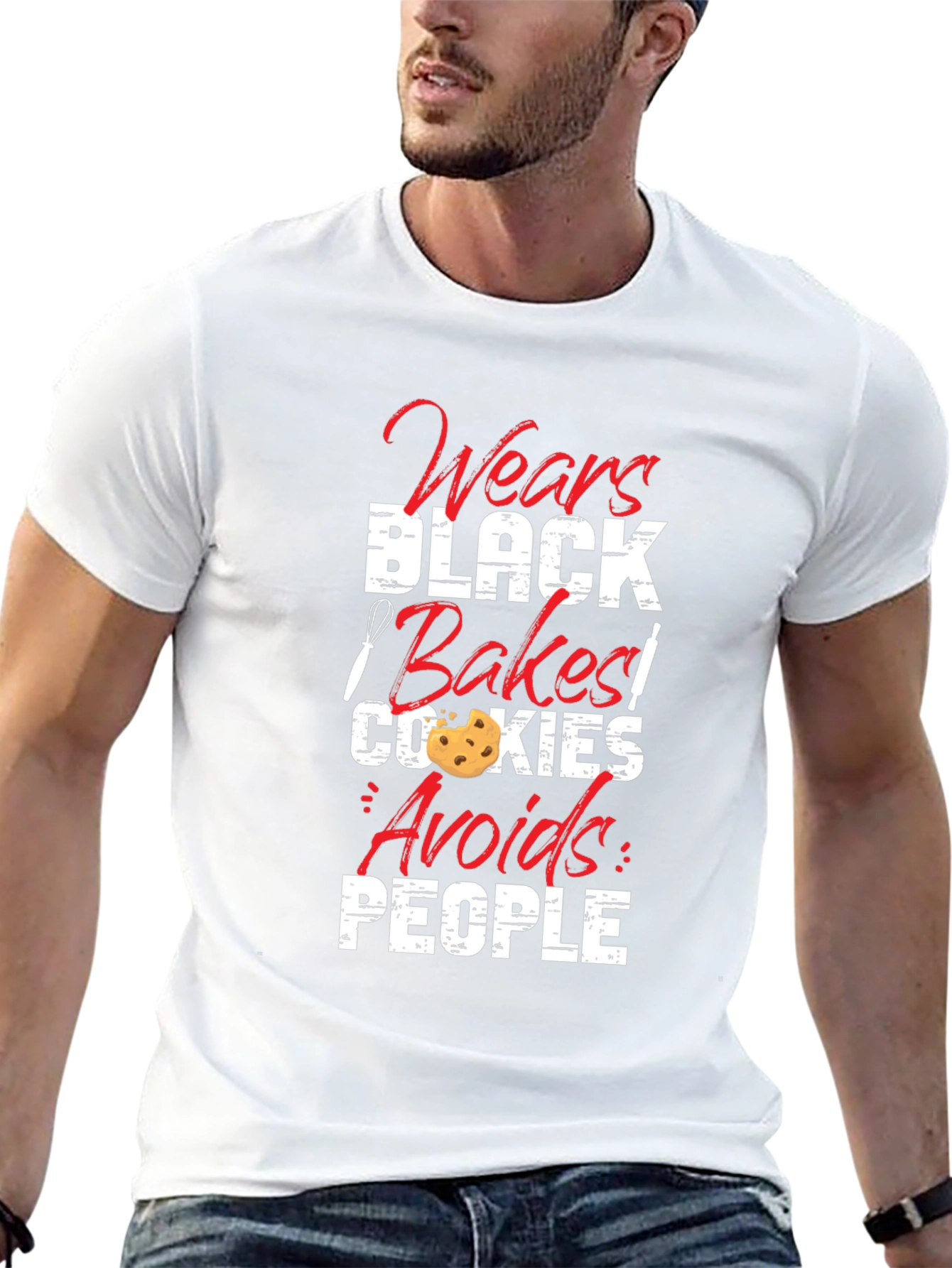 Wears Black Bakes Cookies Avoids People T-Shirt