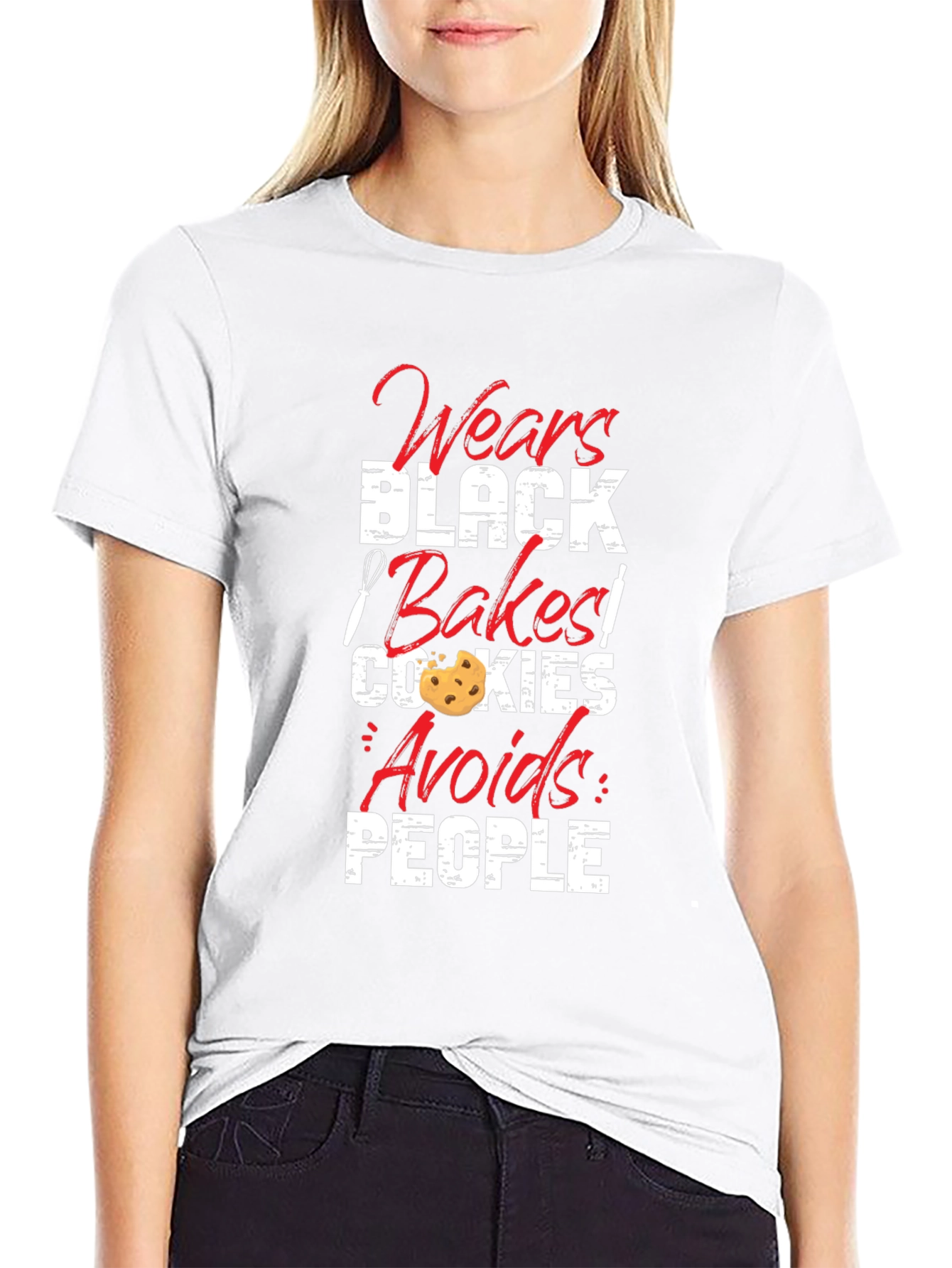 Wears Black Bakes Cookies Avoids People T-Shirt
