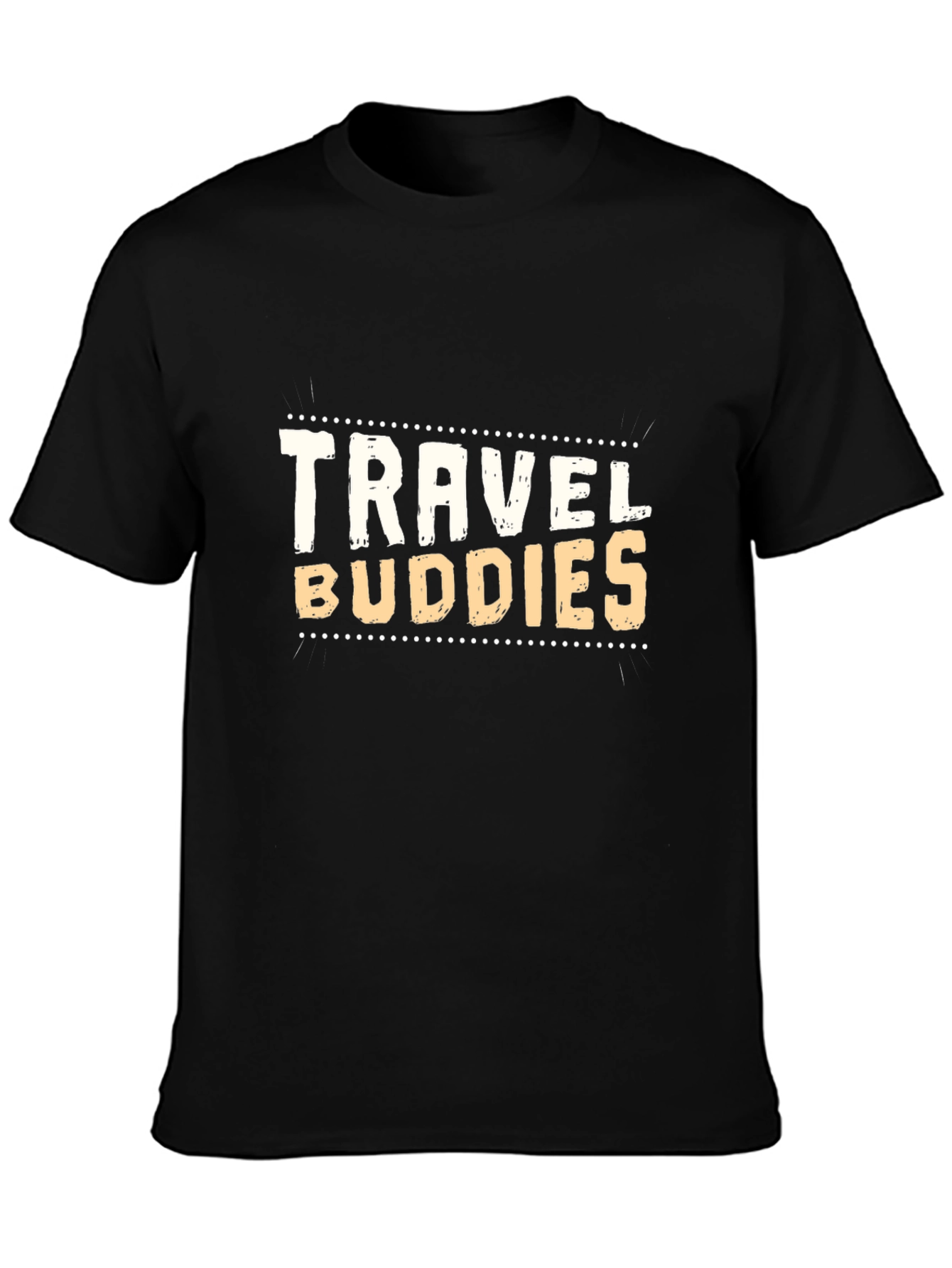Travel Buddies Black Crew Neck T-Shirt