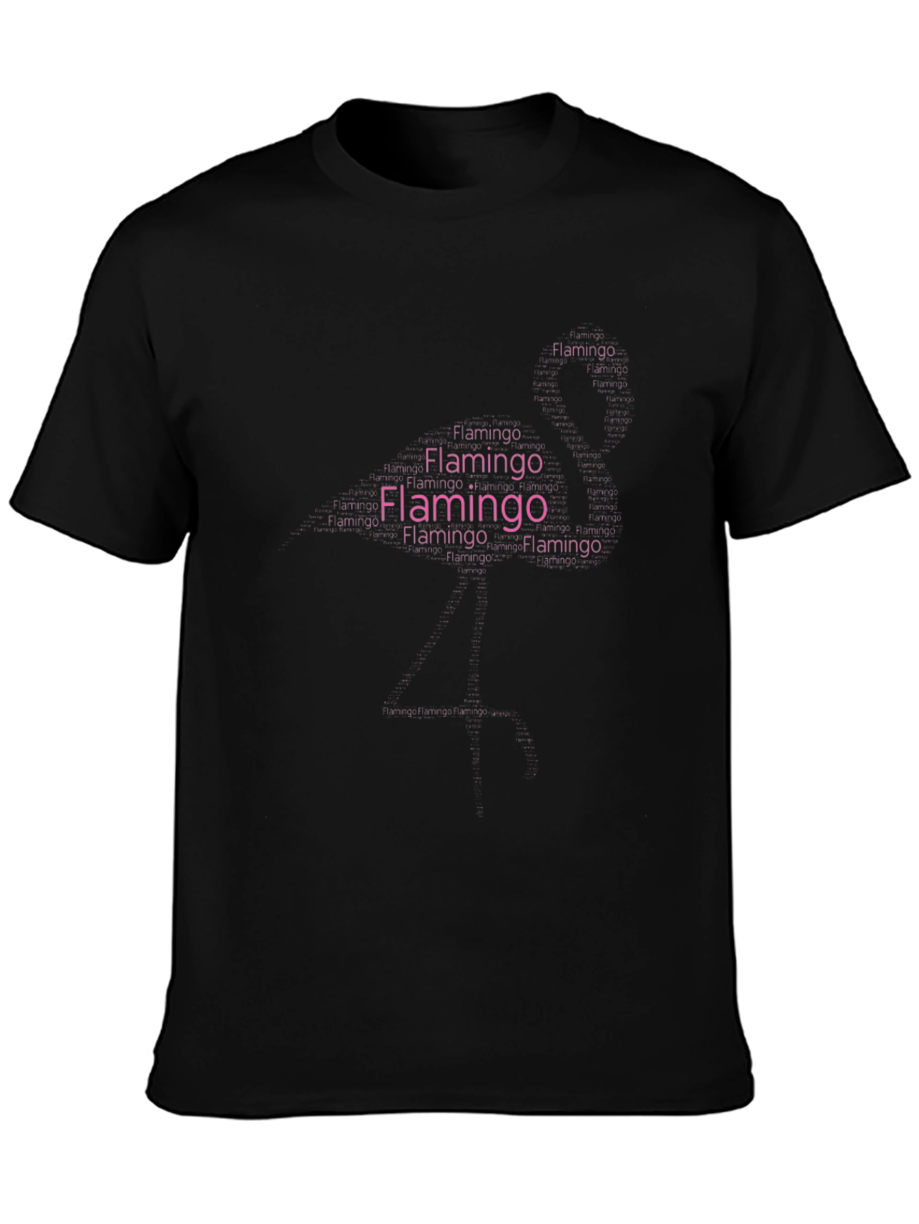 Flamingo Word Art Graphic Black T-Shirt