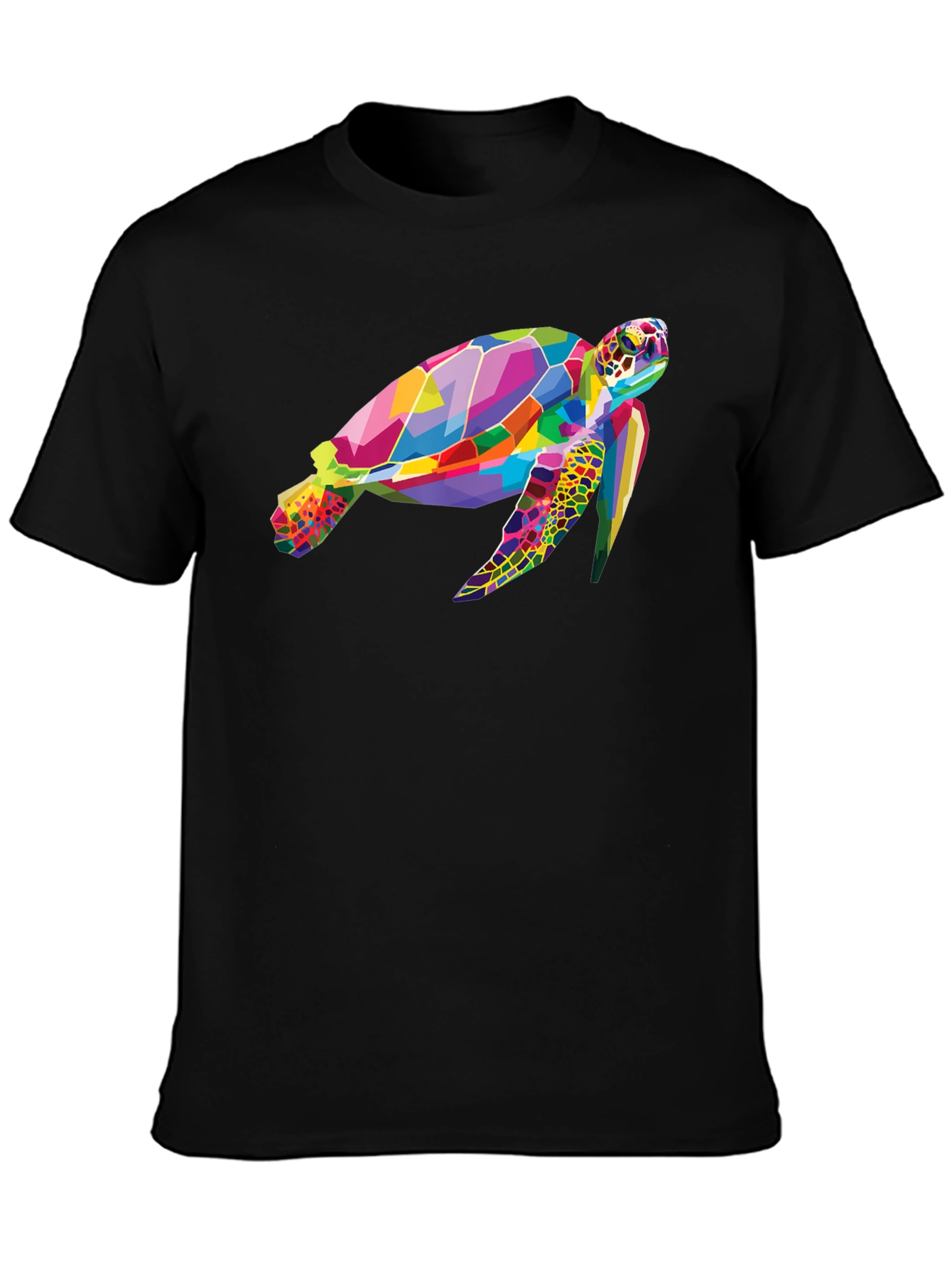 Geometric Turtle Graphic Tee - Black Cotton Comfort