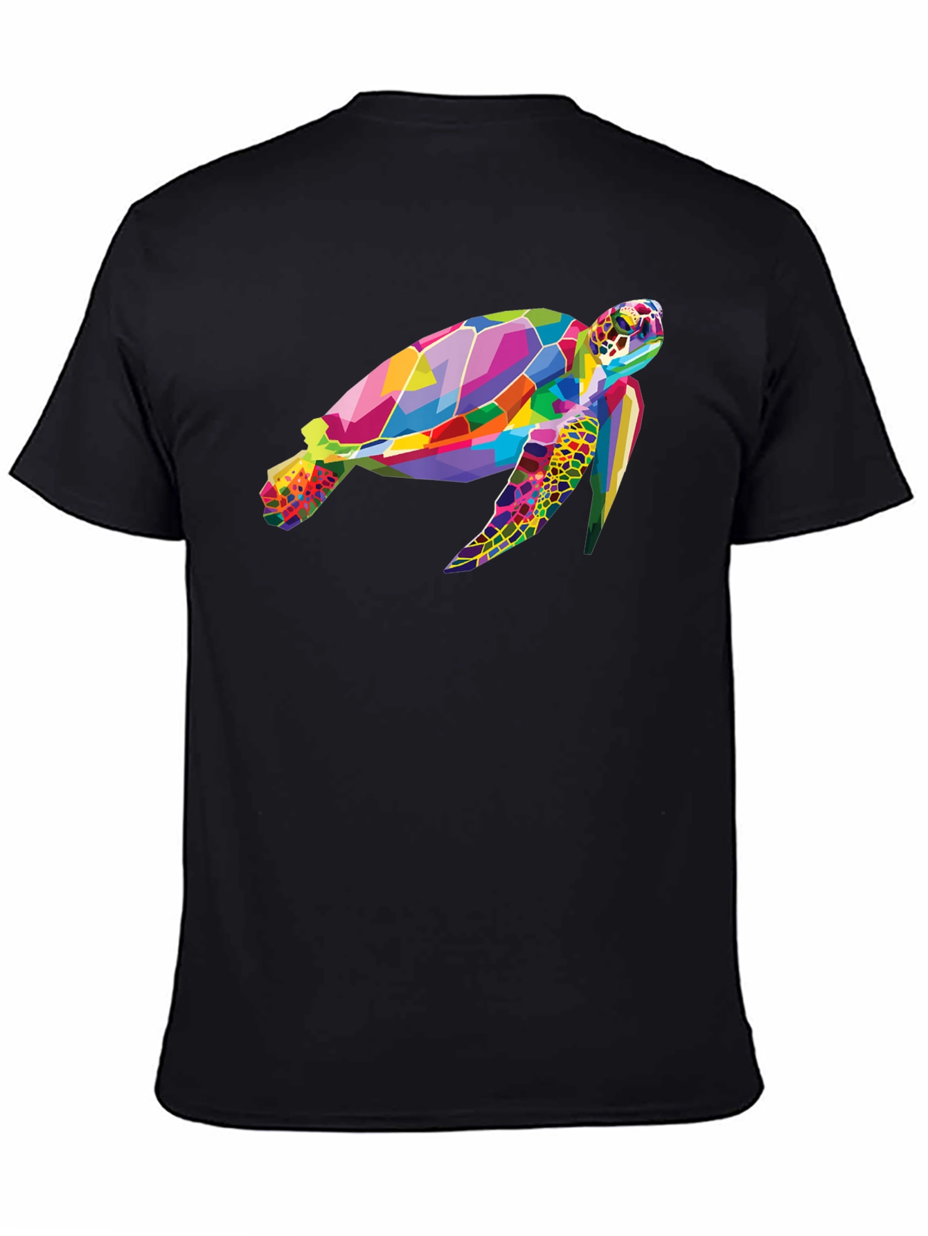 Geometric Turtle Graphic Tee - Black Cotton Comfort